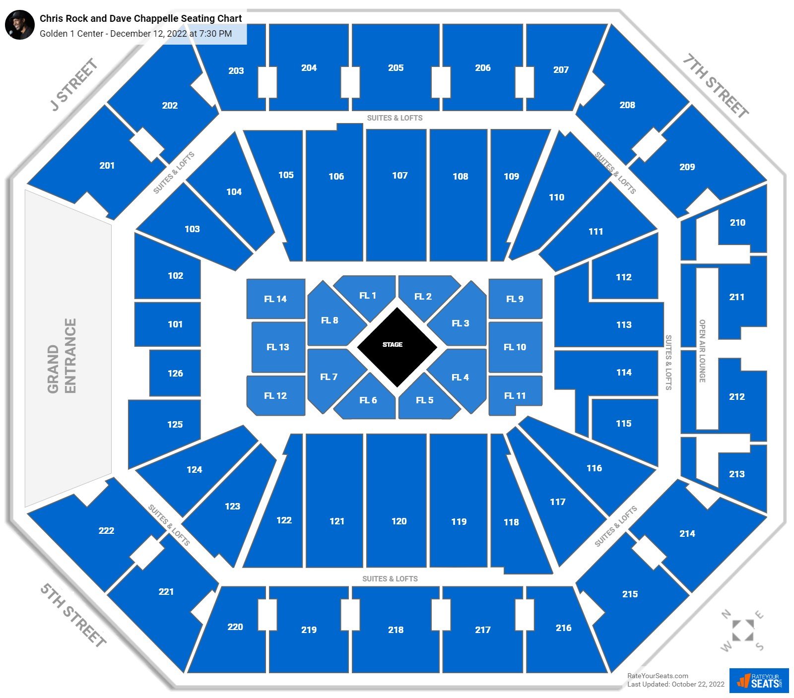 Chris Rock and Dave Chappelle seating chart Golden 1 Center