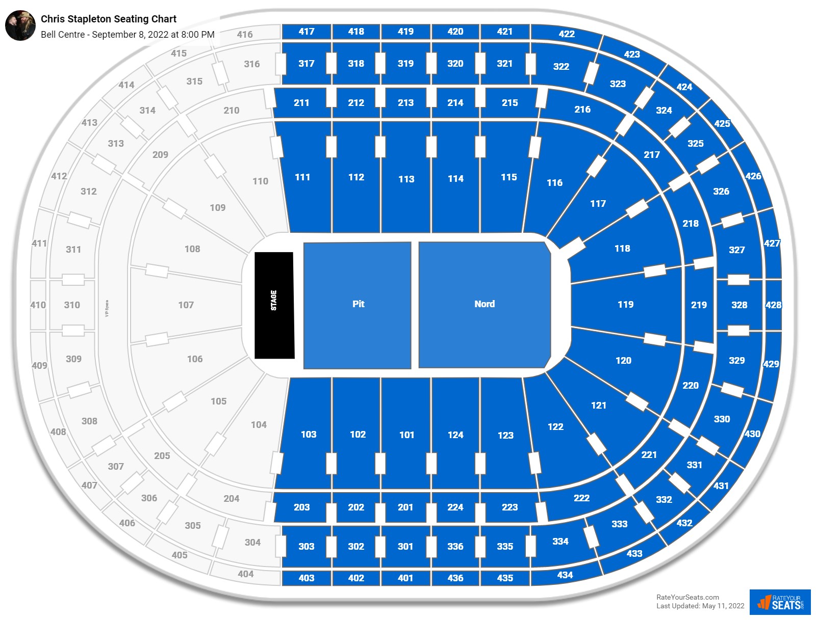 Chris Stapleton seating chart Bell Centre