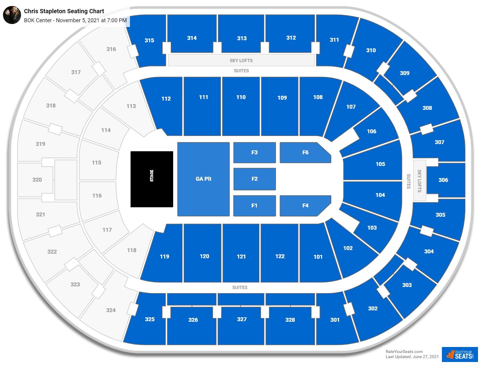 Chris Stapleton seating chart BOK Center