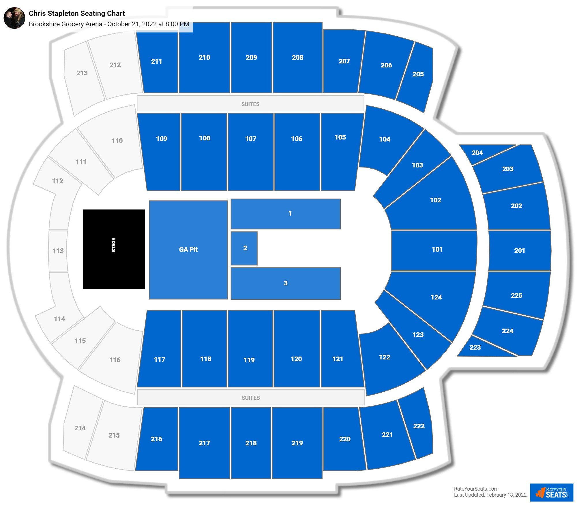 Chris Stapleton seating chart Brookshire Grocery Arena