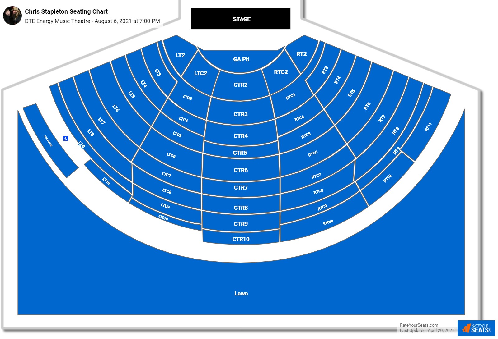 Chris Stapleton seating chart DTE Energy Music Theatre