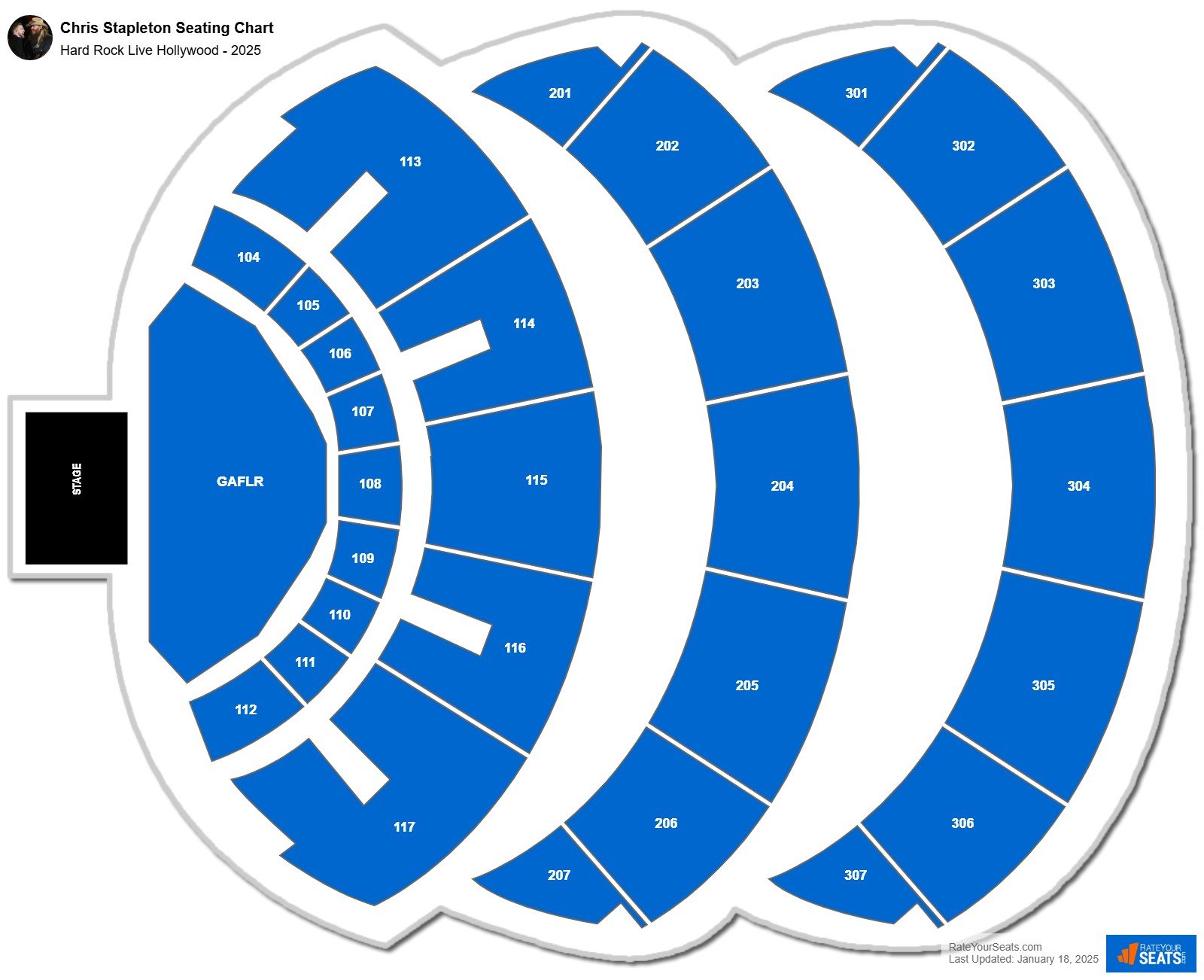 Chris Stapleton seating chart Hard Rock Live Hollywood