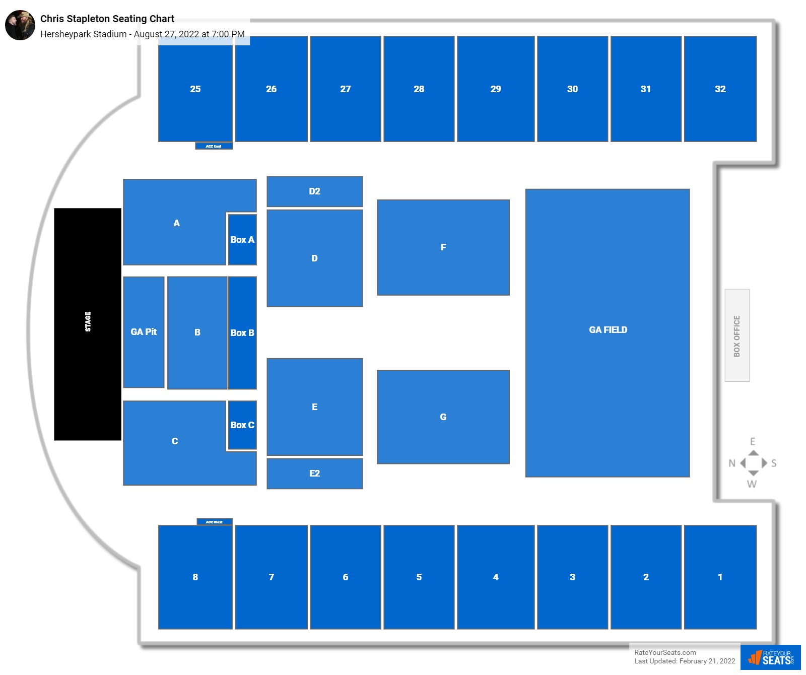 Chris Stapleton seating chart Hersheypark Stadium