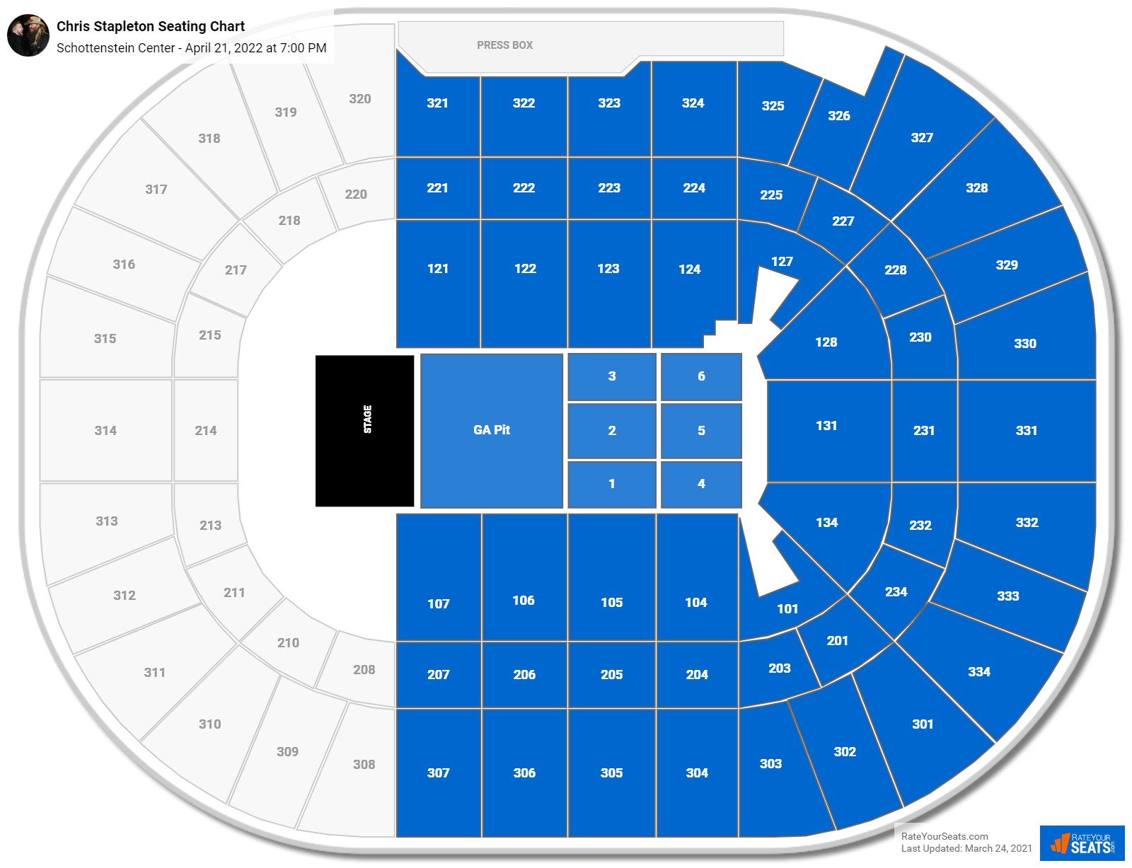 Chris Stapleton seating chart Schottenstein Center