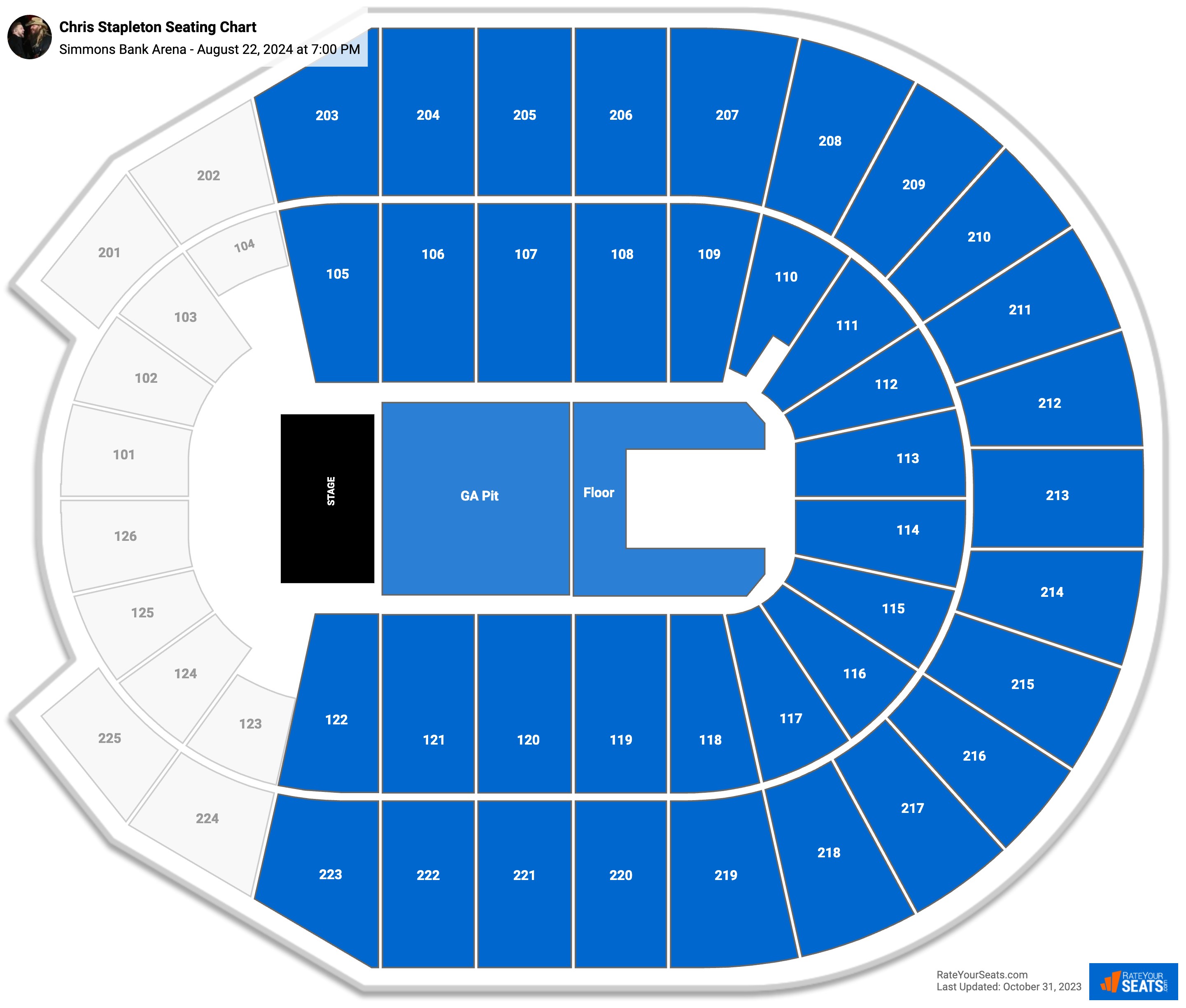 Chris Stapleton seating chart Simmons Bank Arena