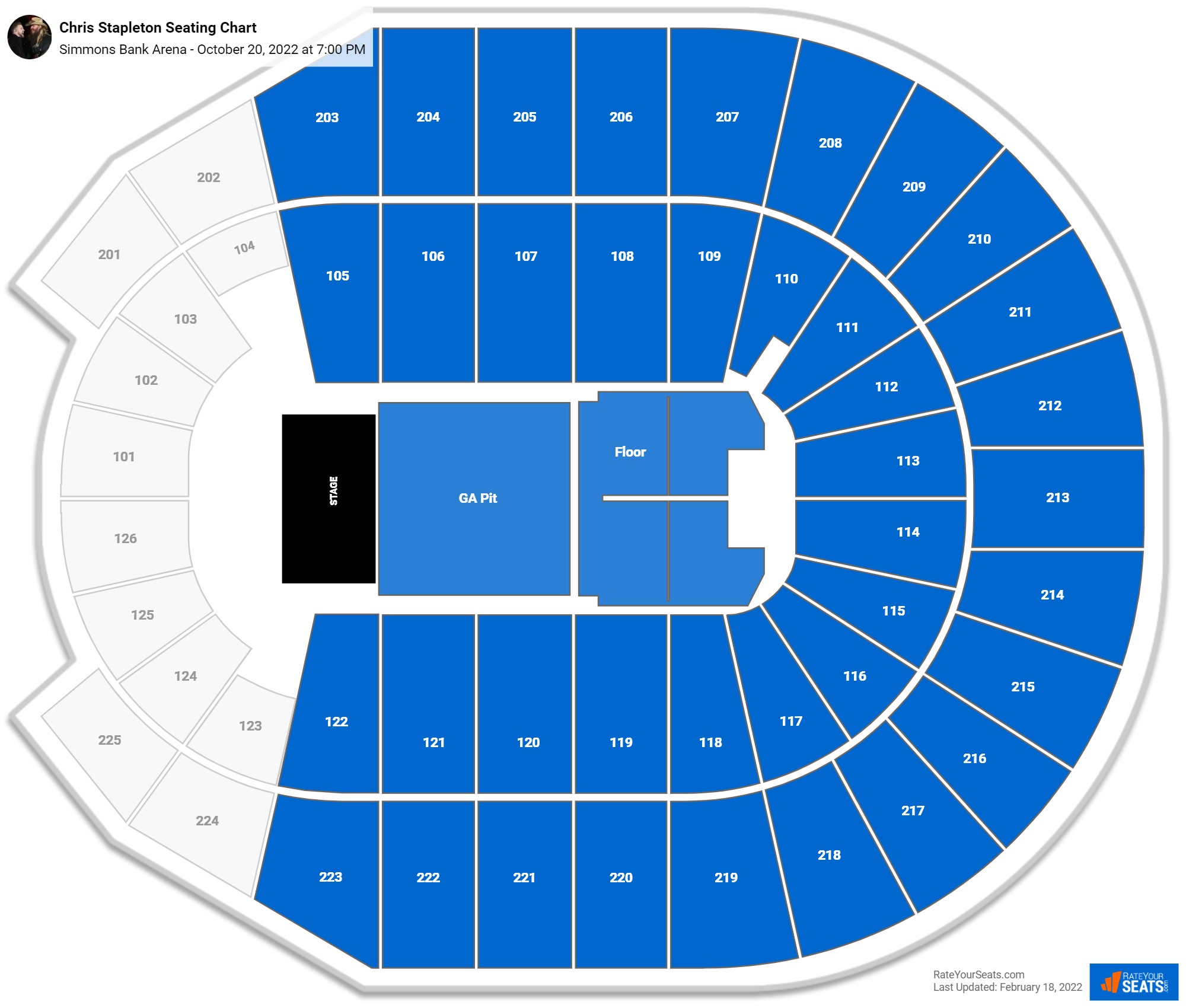 Chris Stapleton seating chart Simmons Bank Arena