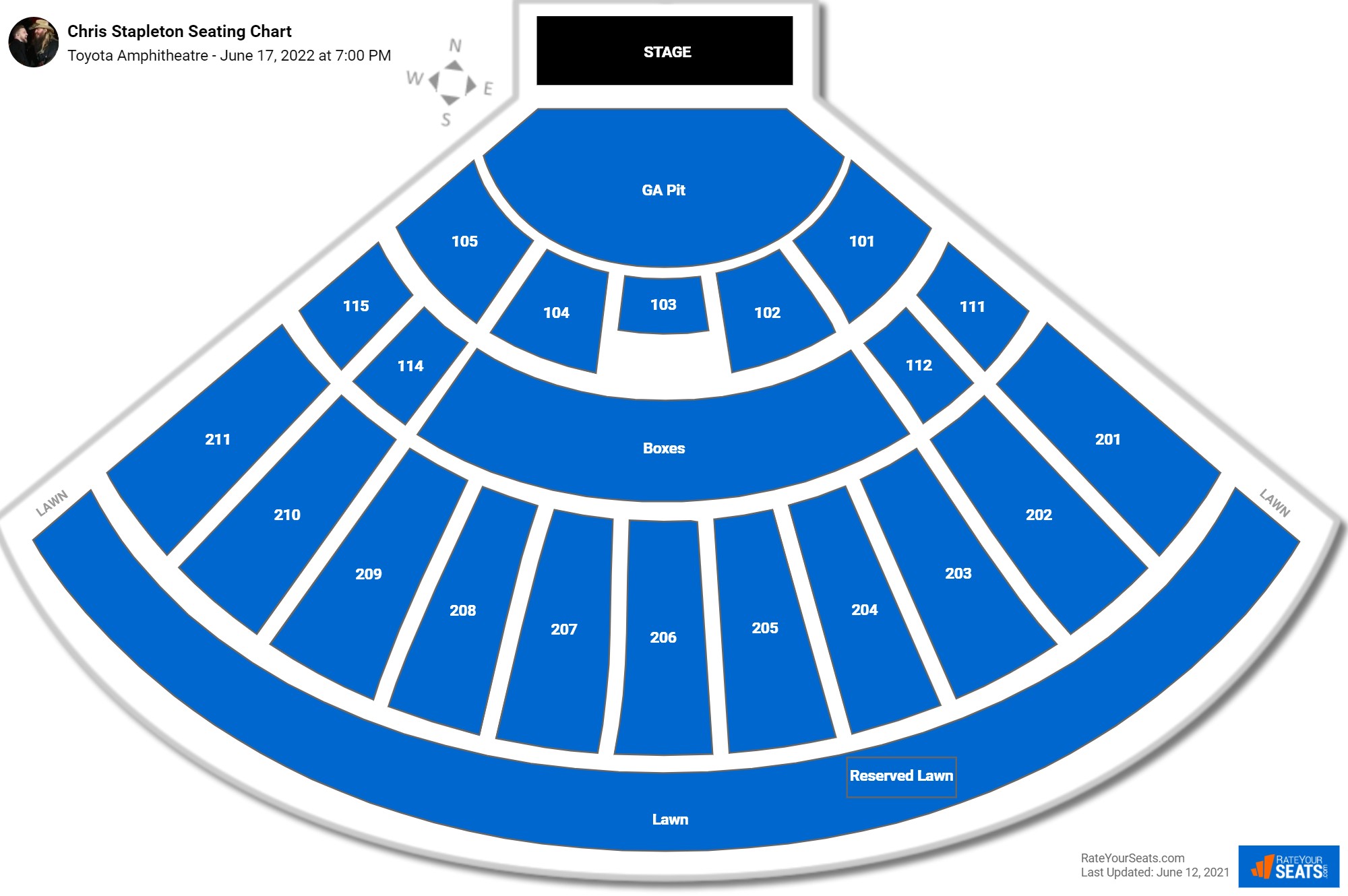 Chris Stapleton seating chart Toyota Amphitheatre