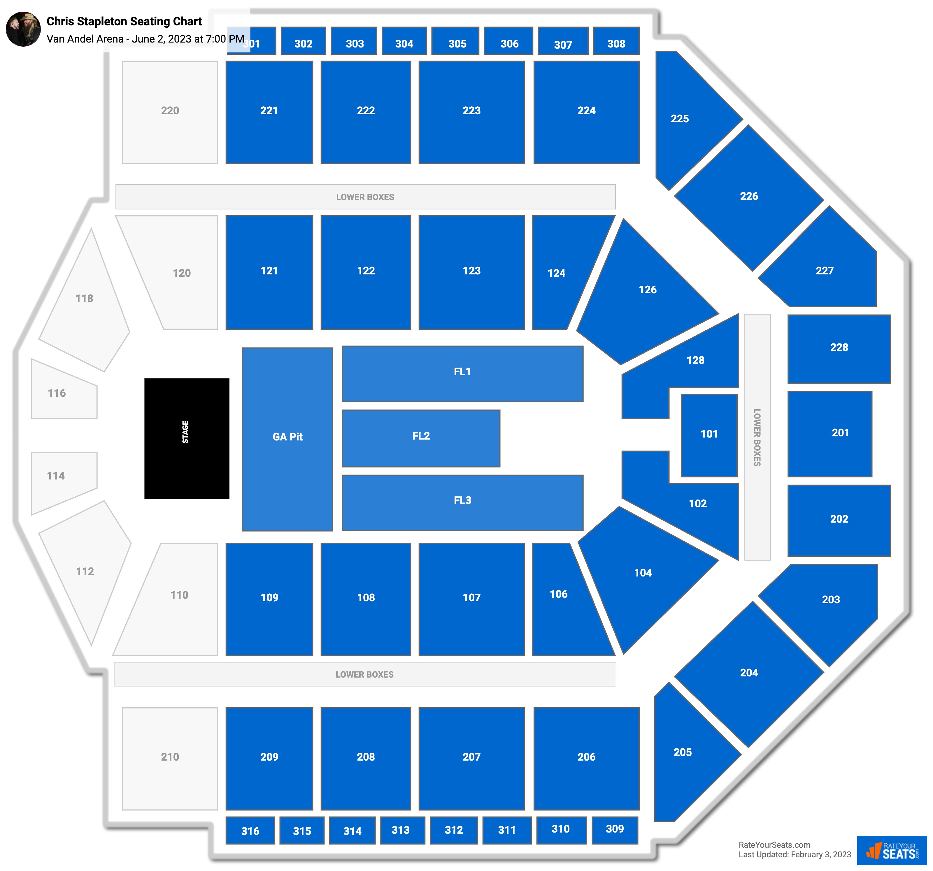 Chris Stapleton seating chart Van Andel Arena