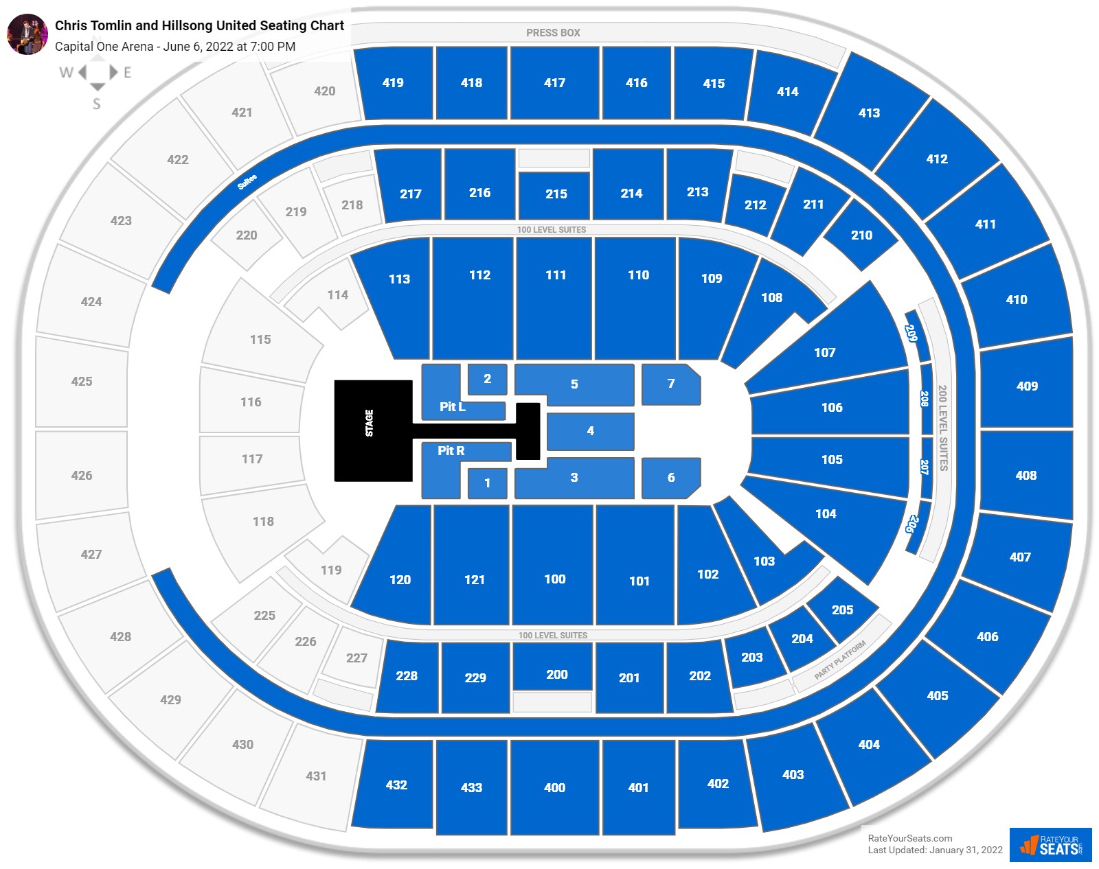 Chris Tomlin and Hillsong United seating chart Capital One Arena