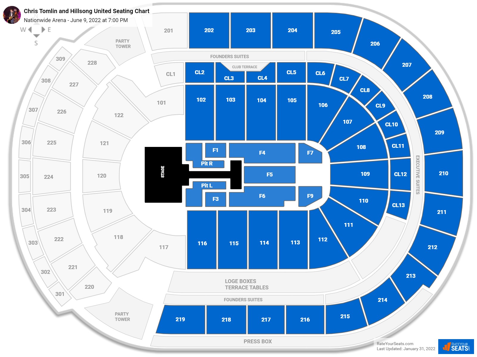 Chris Tomlin and Hillsong United seating chart Nationwide Arena