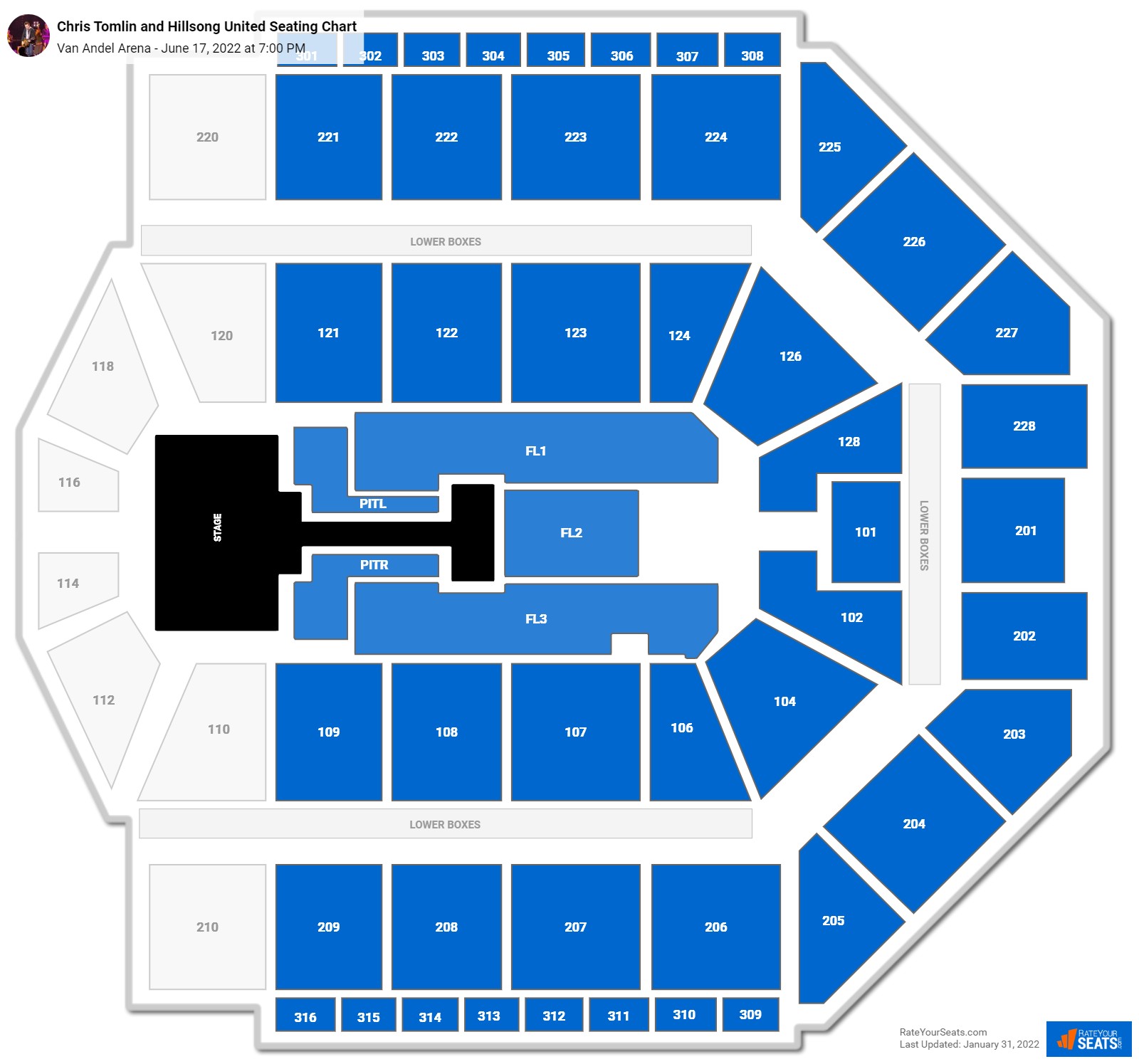 Chris Tomlin and Hillsong United seating chart Van Andel Arena