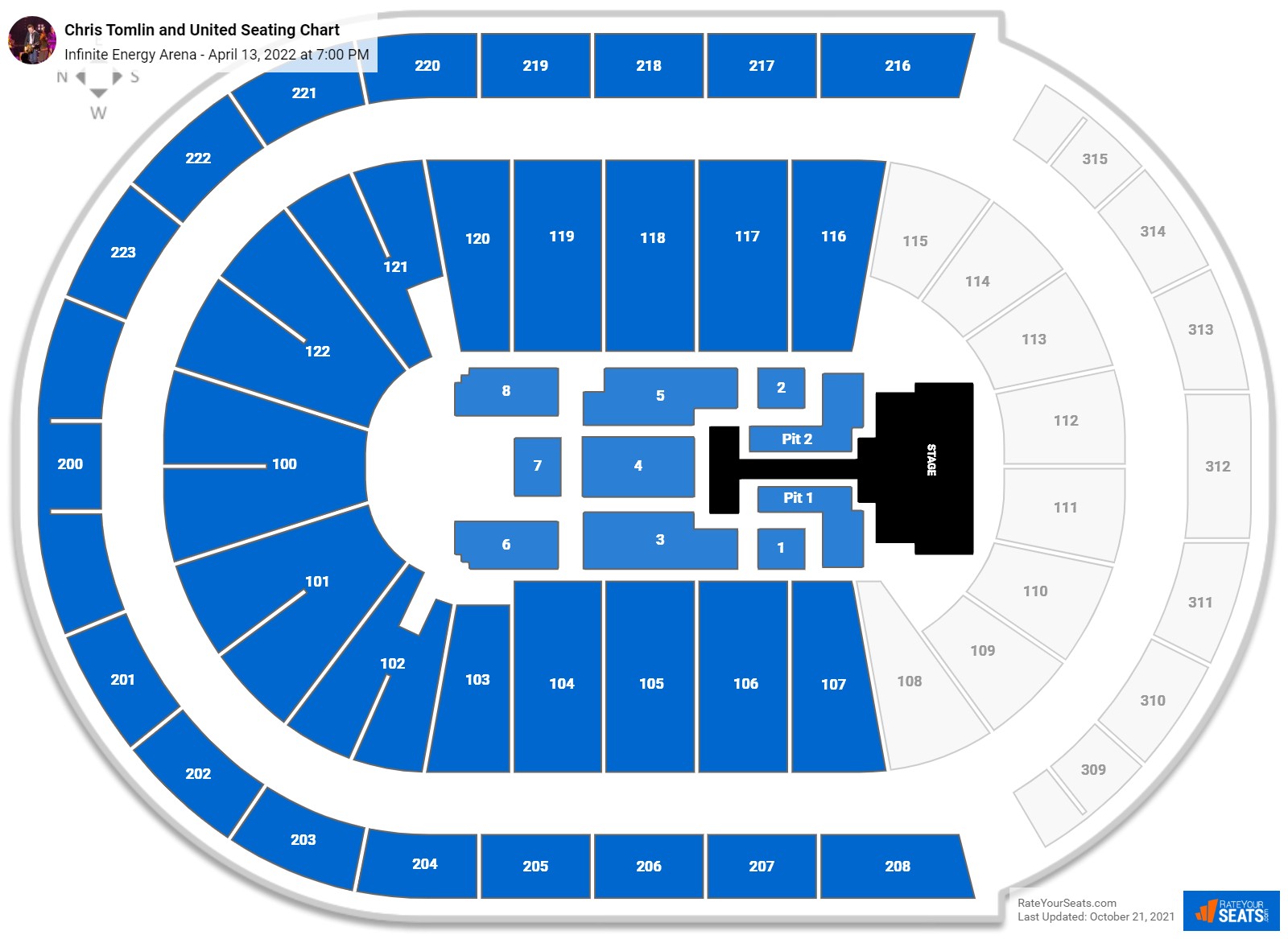 Chris Tomlin and Hillsong United seating chart Infinite Energy Arena
