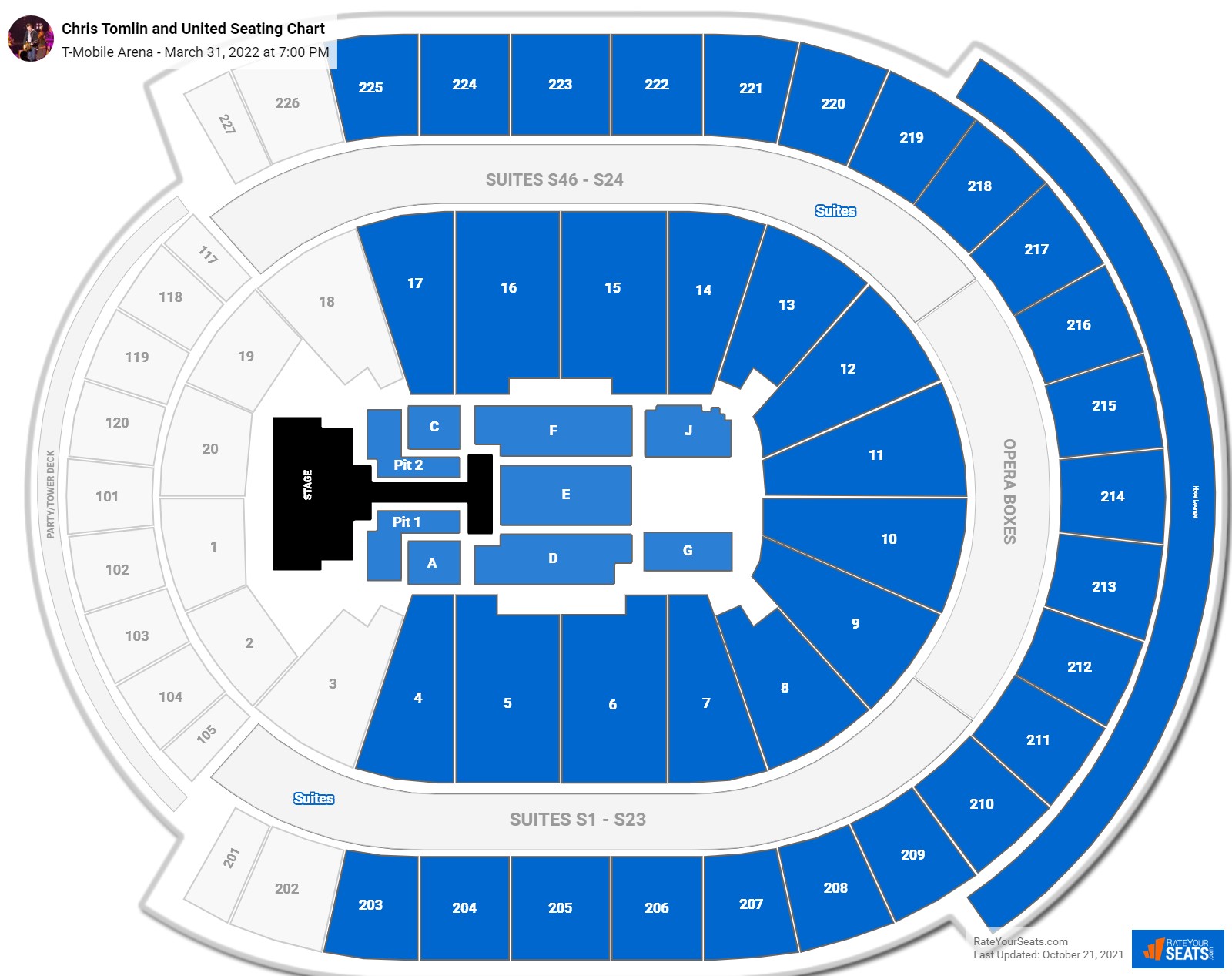Chris Tomlin and Hillsong United seating chart T-Mobile Arena