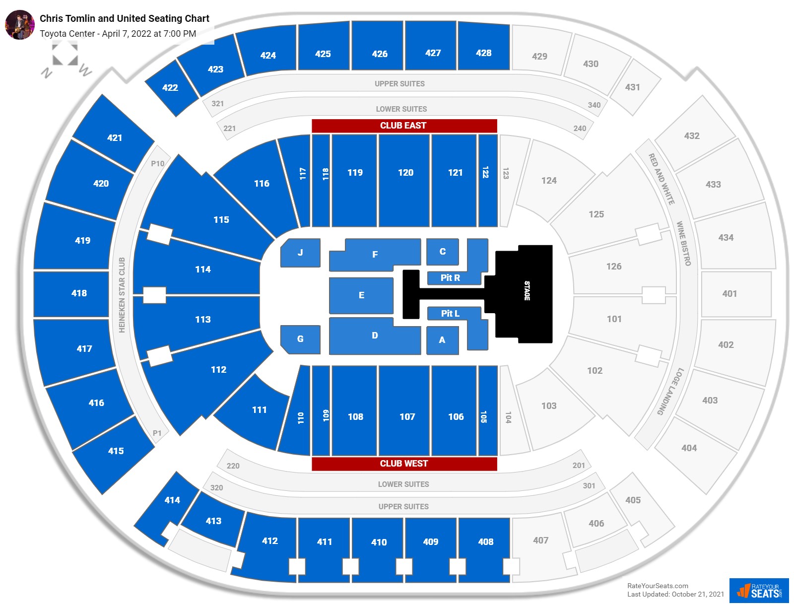 Chris Tomlin and Hillsong United seating chart Toyota Center