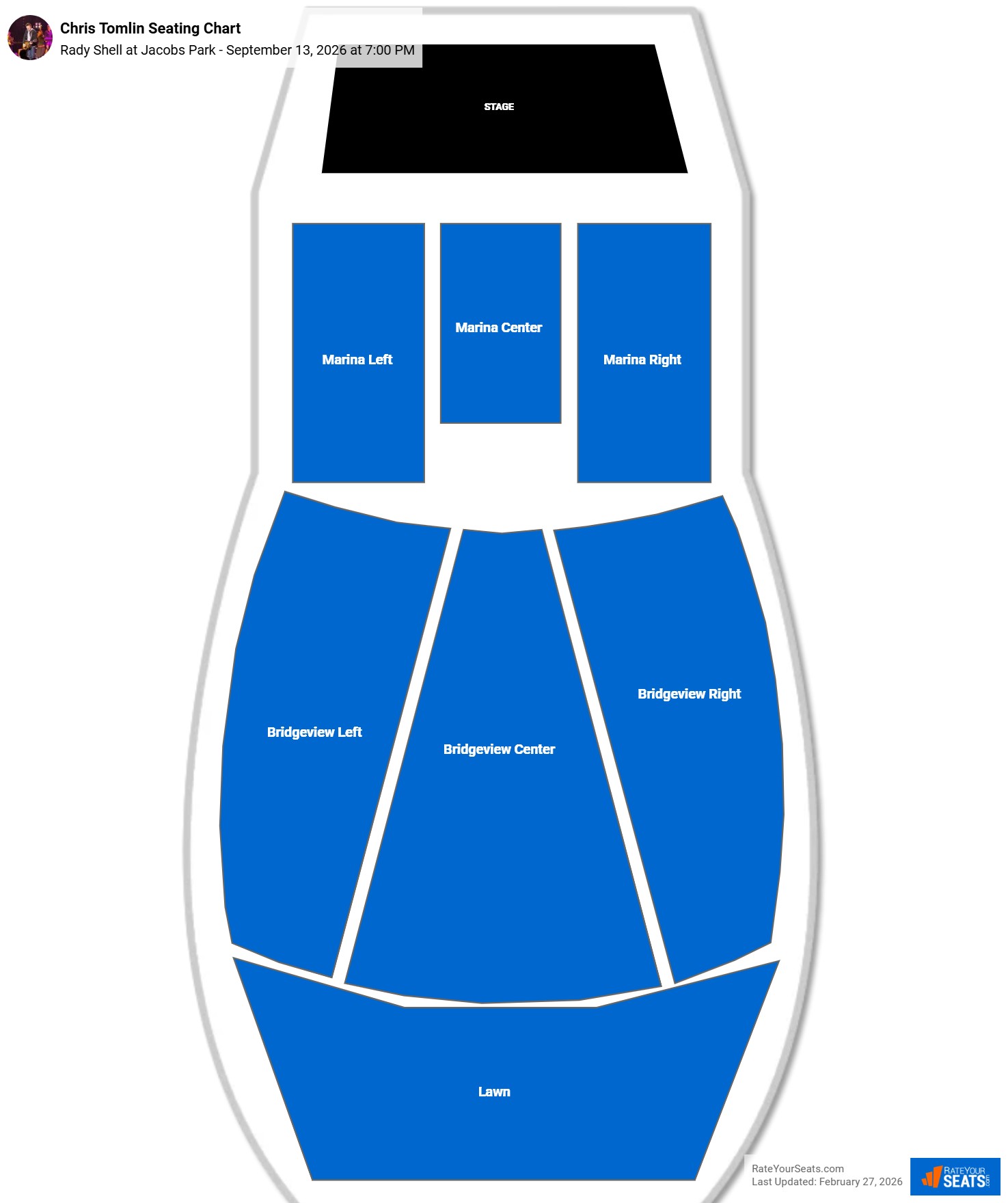 Chris Tomlin seating chart Rady Shell at Jacobs Park