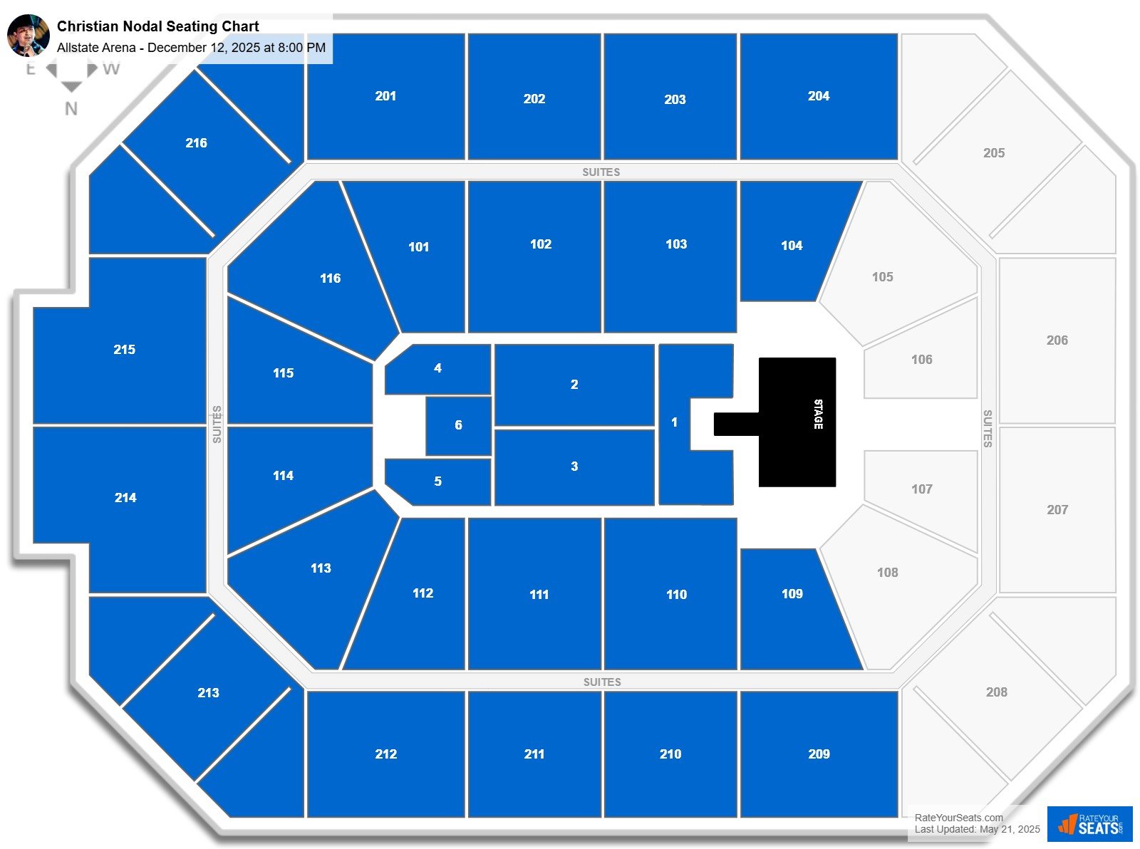 Christian Nodal seating chart Allstate Arena