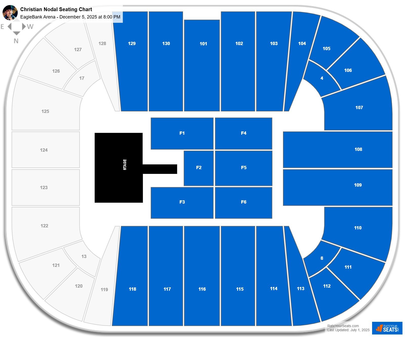 Christian Nodal seating chart EagleBank Arena