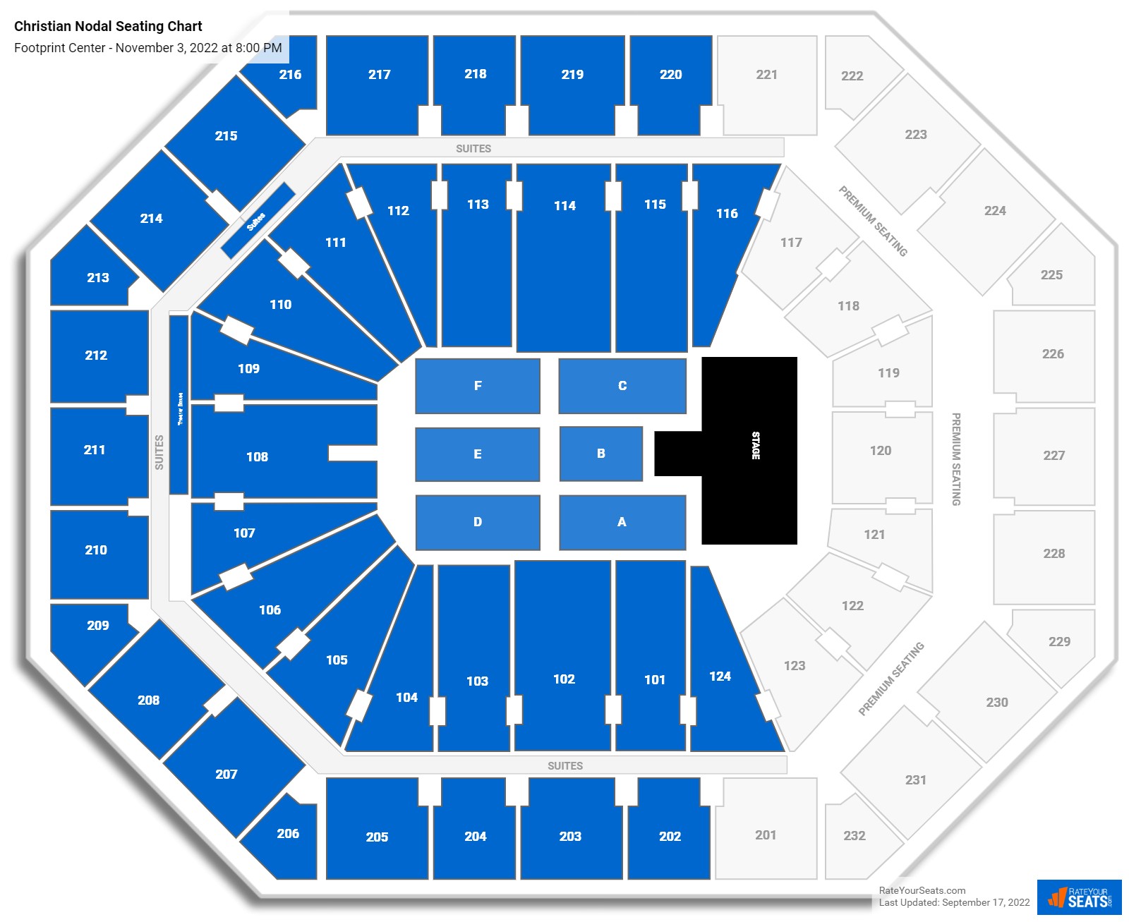 Christian Nodal seating chart Footprint Center