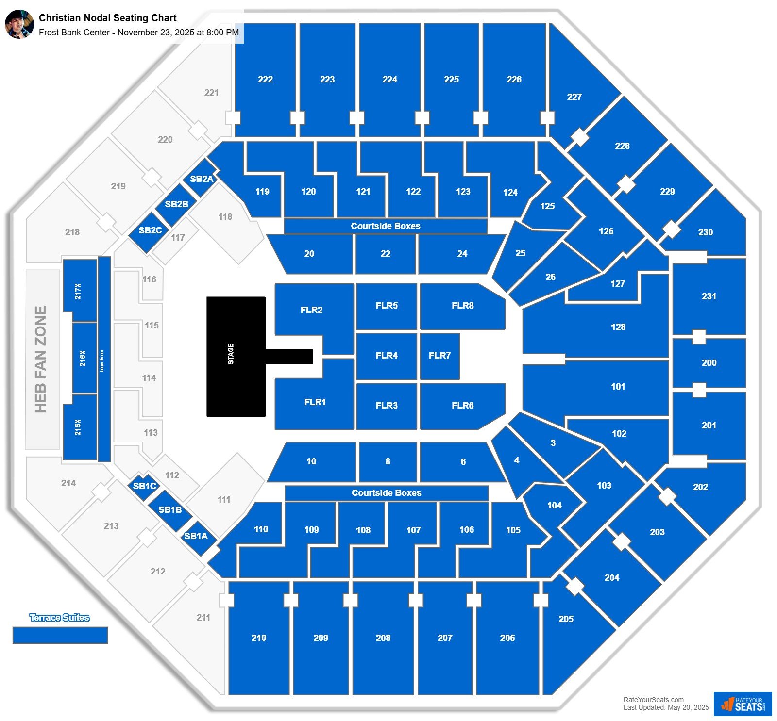 Christian Nodal seating chart Frost Bank Center
