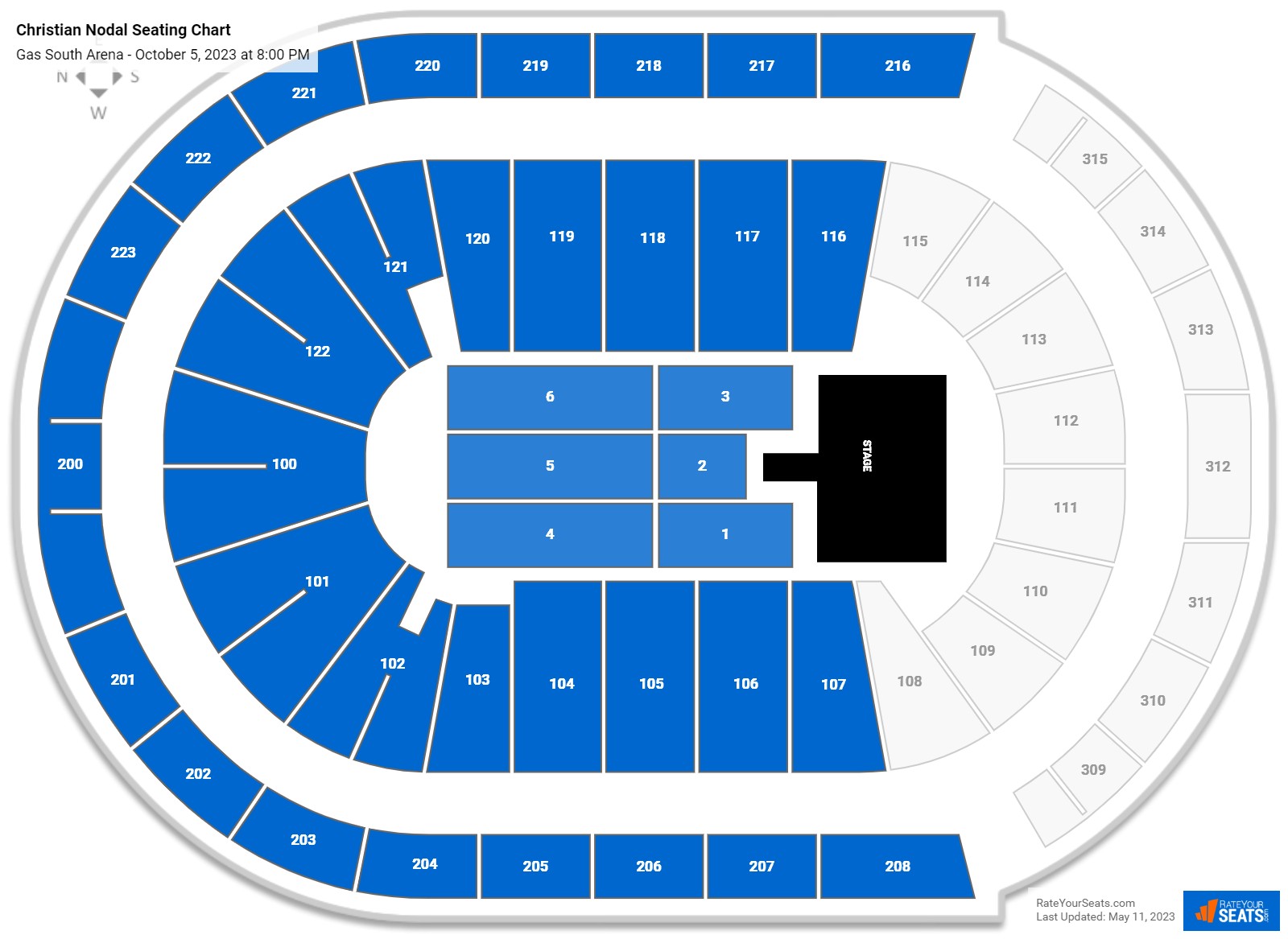 Christian Nodal seating chart Gas South Arena