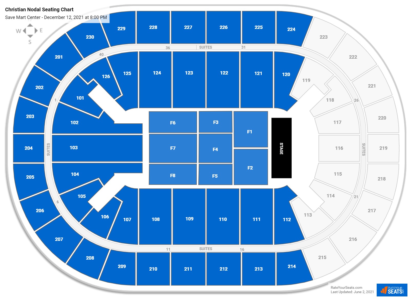Christian Nodal seating chart Save Mart Center