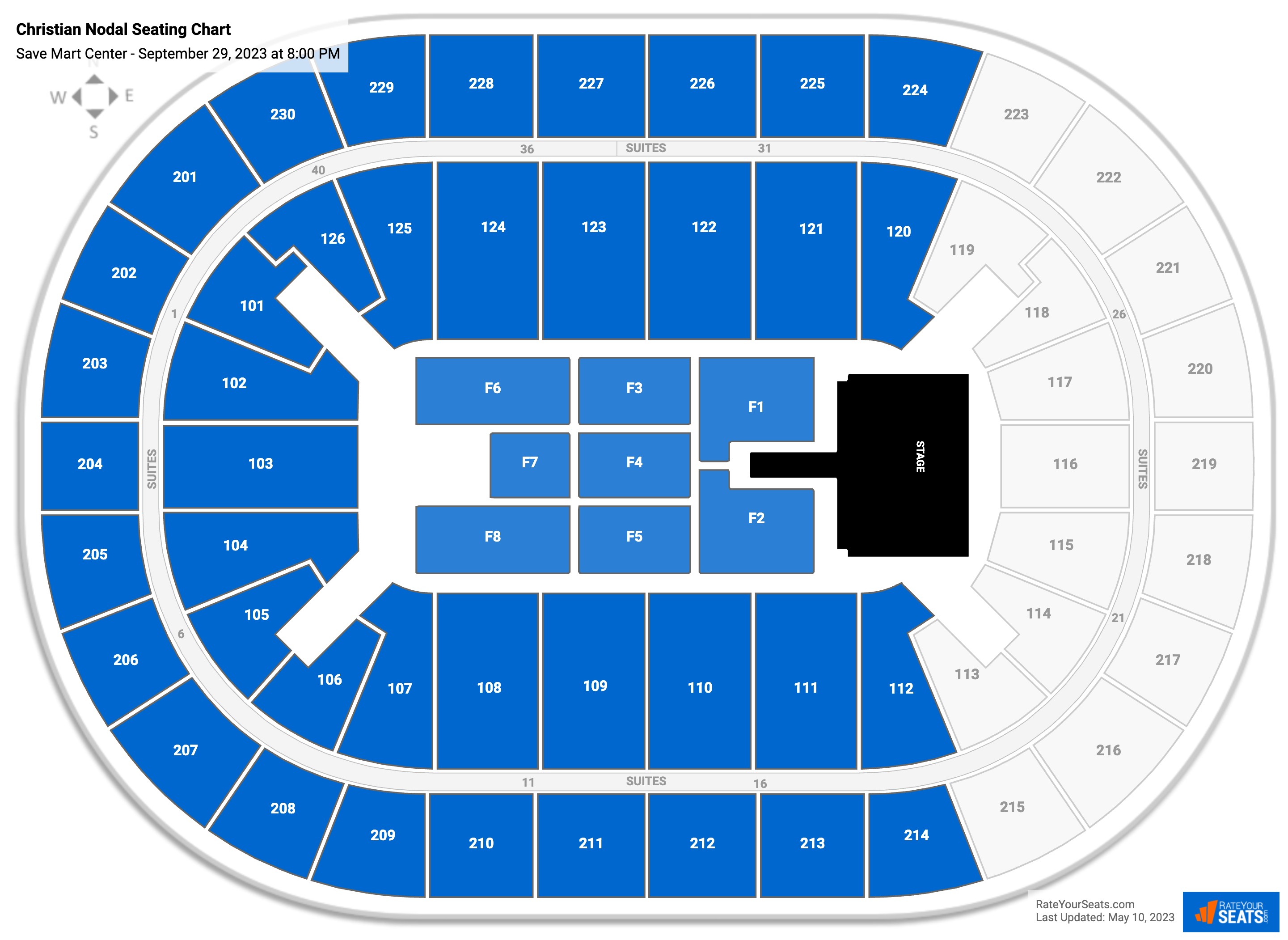 Christian Nodal seating chart Save Mart Center