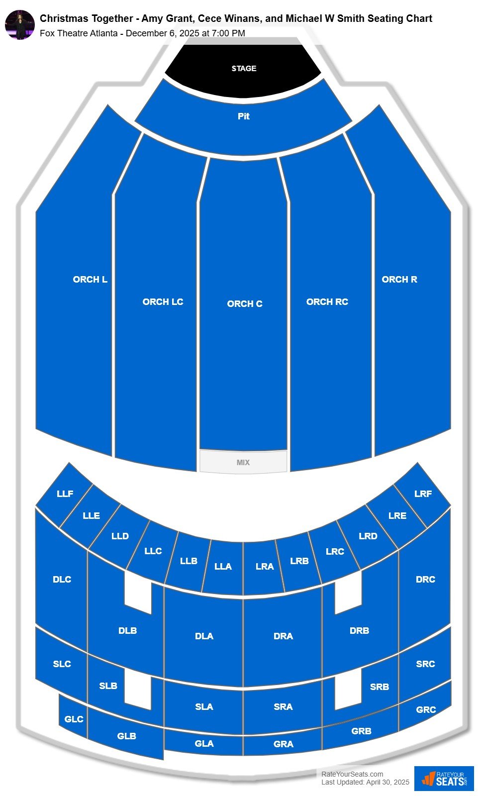 Christmas Together - Amy Grant, Cece Winans, and Michael W Smith seating chart Fox Theatre Atlanta