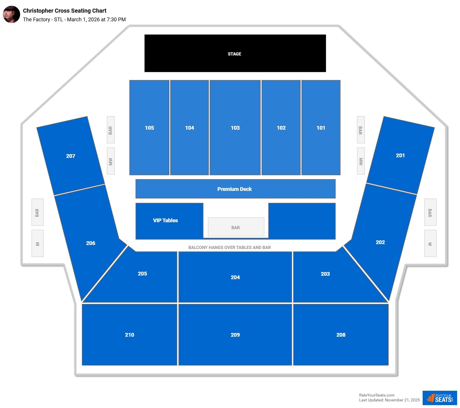 Christopher Cross seating chart The Factory - STL