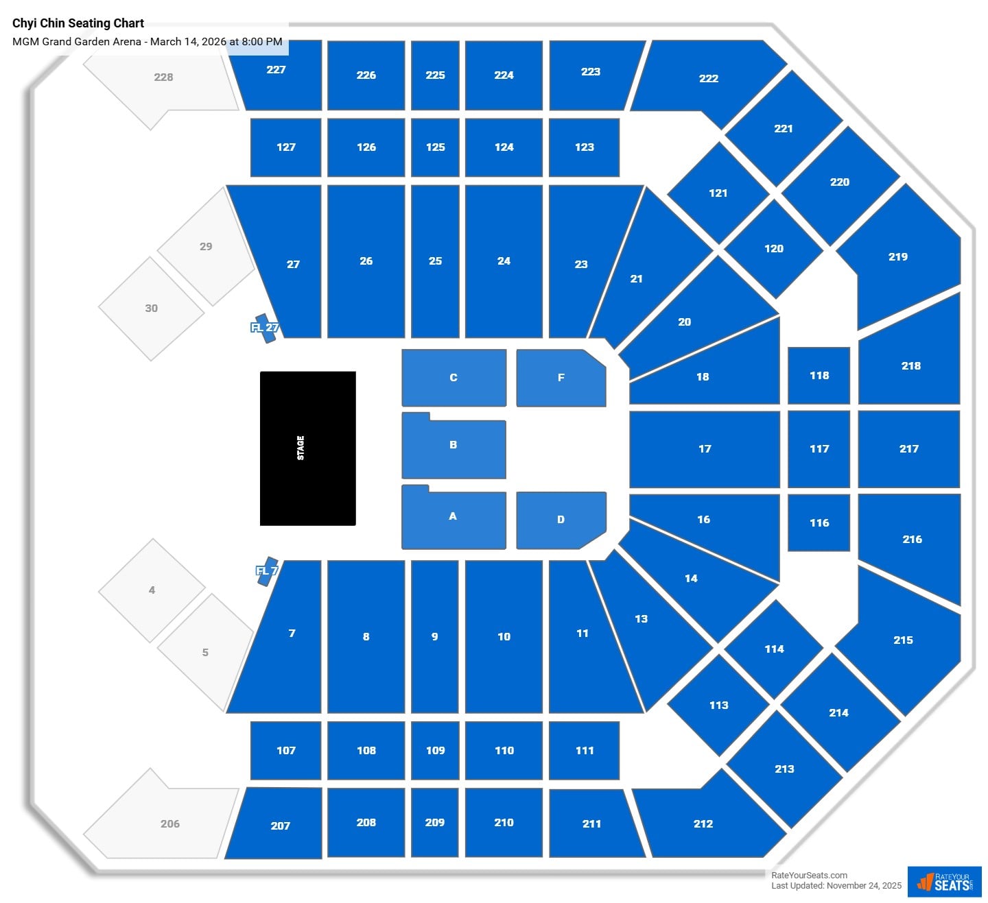 Chyi Chin seating chart MGM Grand Garden Arena
