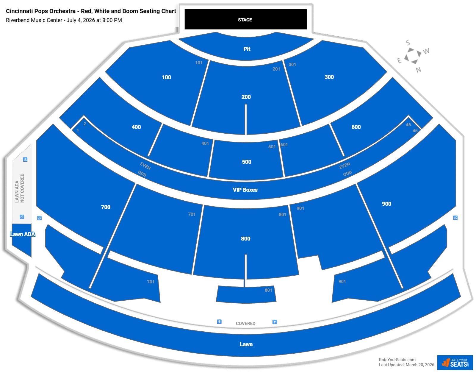 Cincinnati Pops Orchestra - Red, White and Boom seating chart Riverbend Music Center