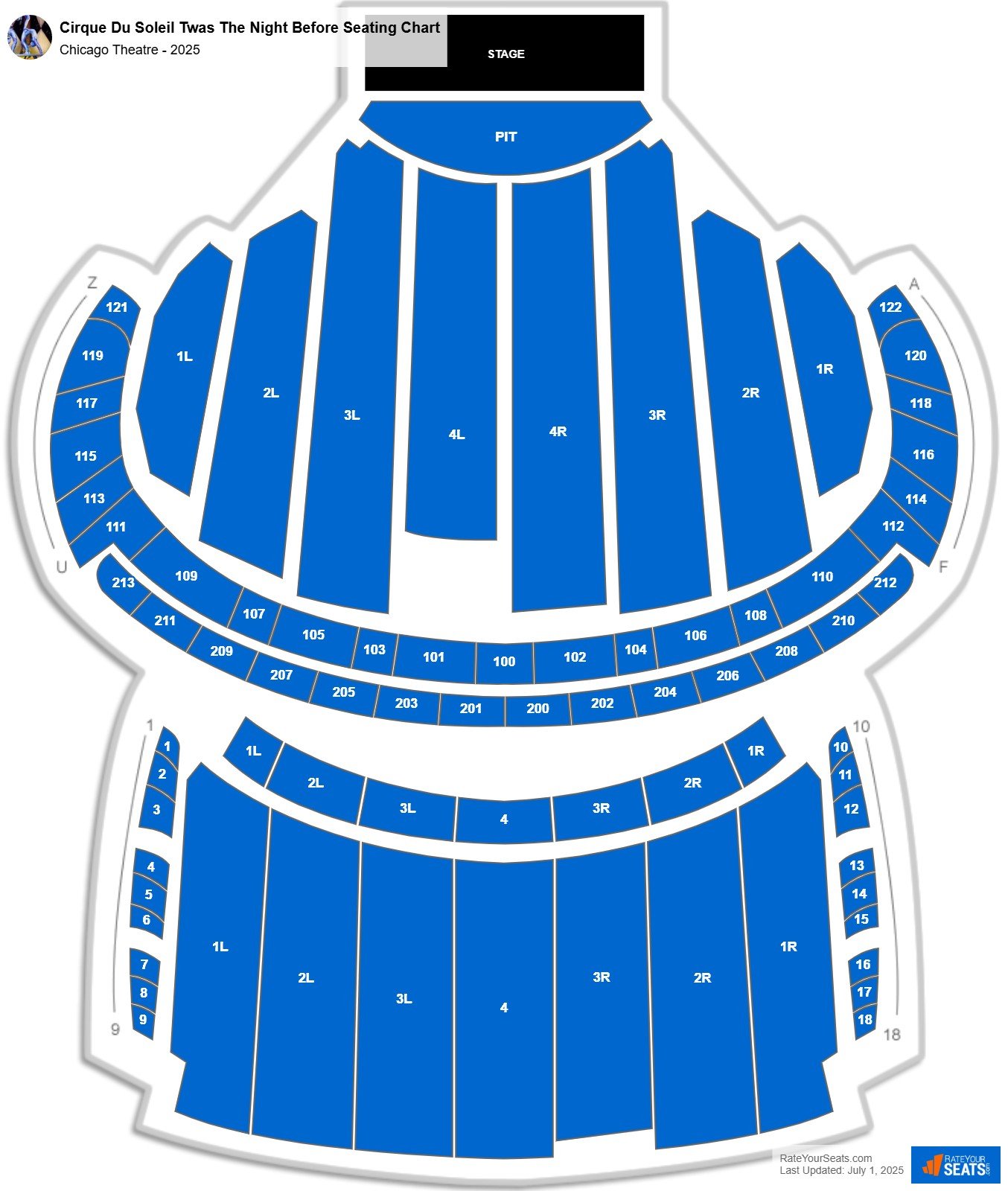 Cirque Du Soleil Twas The Night Before seating chart Chicago Theatre