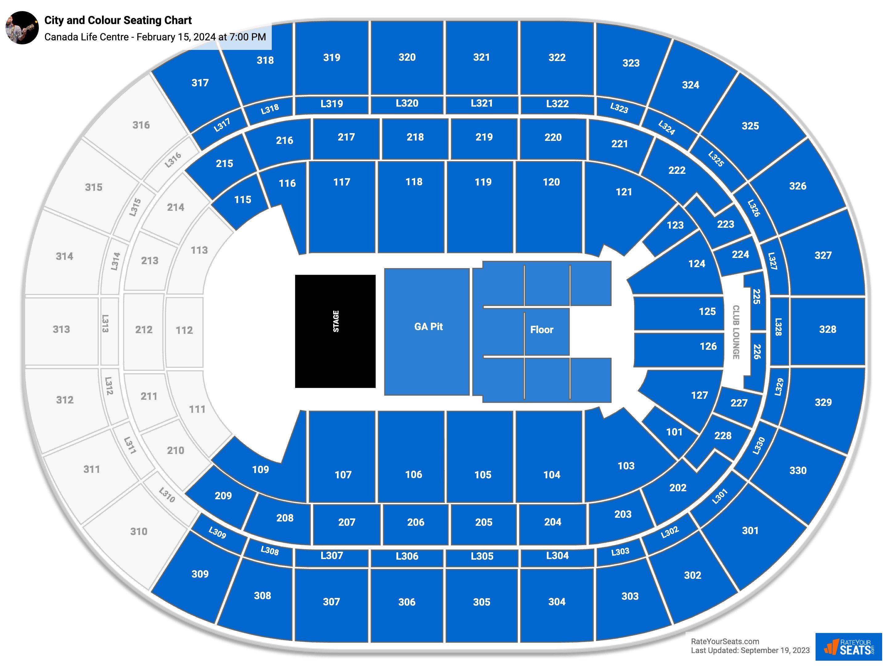 City and Colour seating chart Canada Life Centre