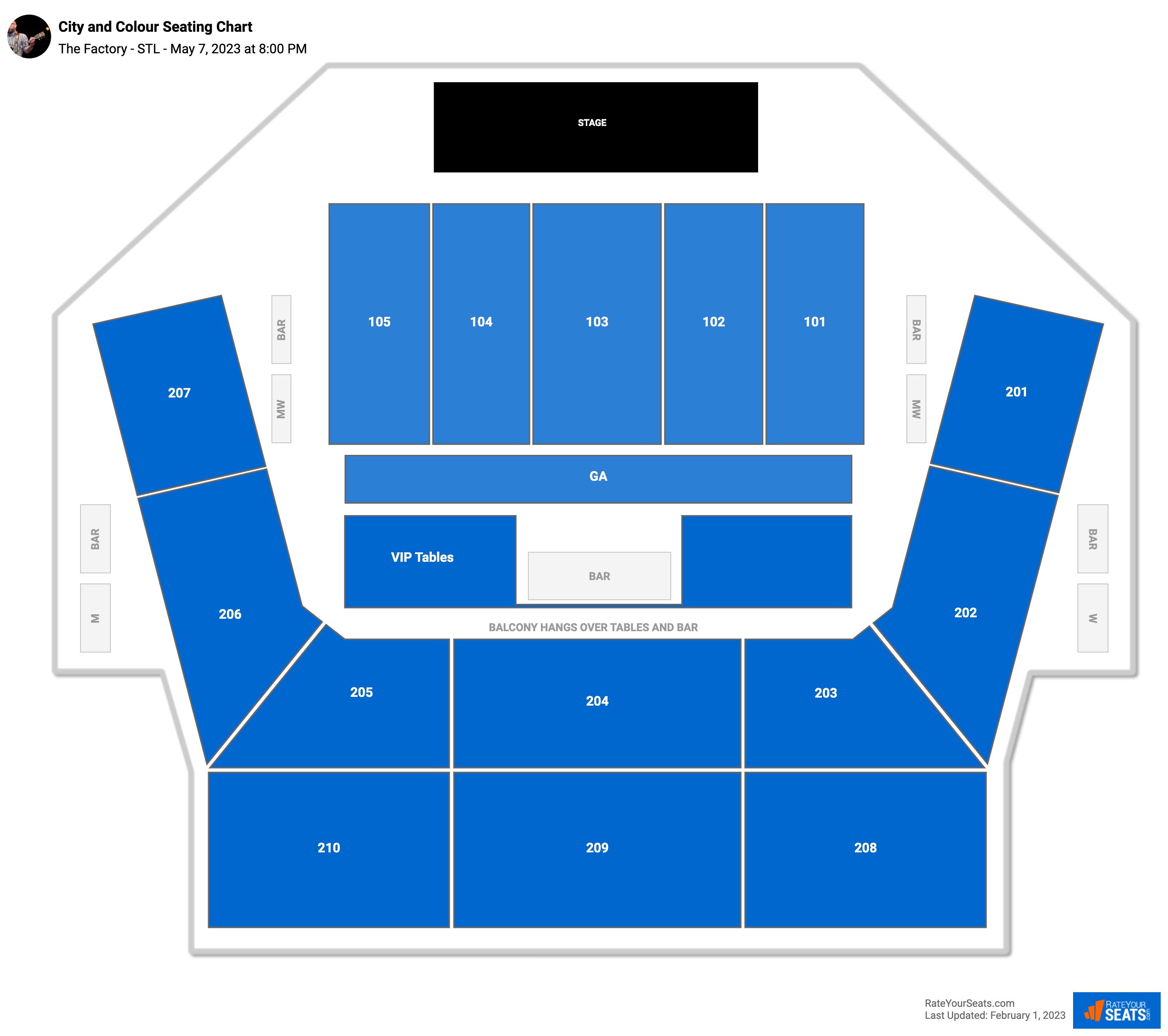 City and Colour seating chart The Factory - STL