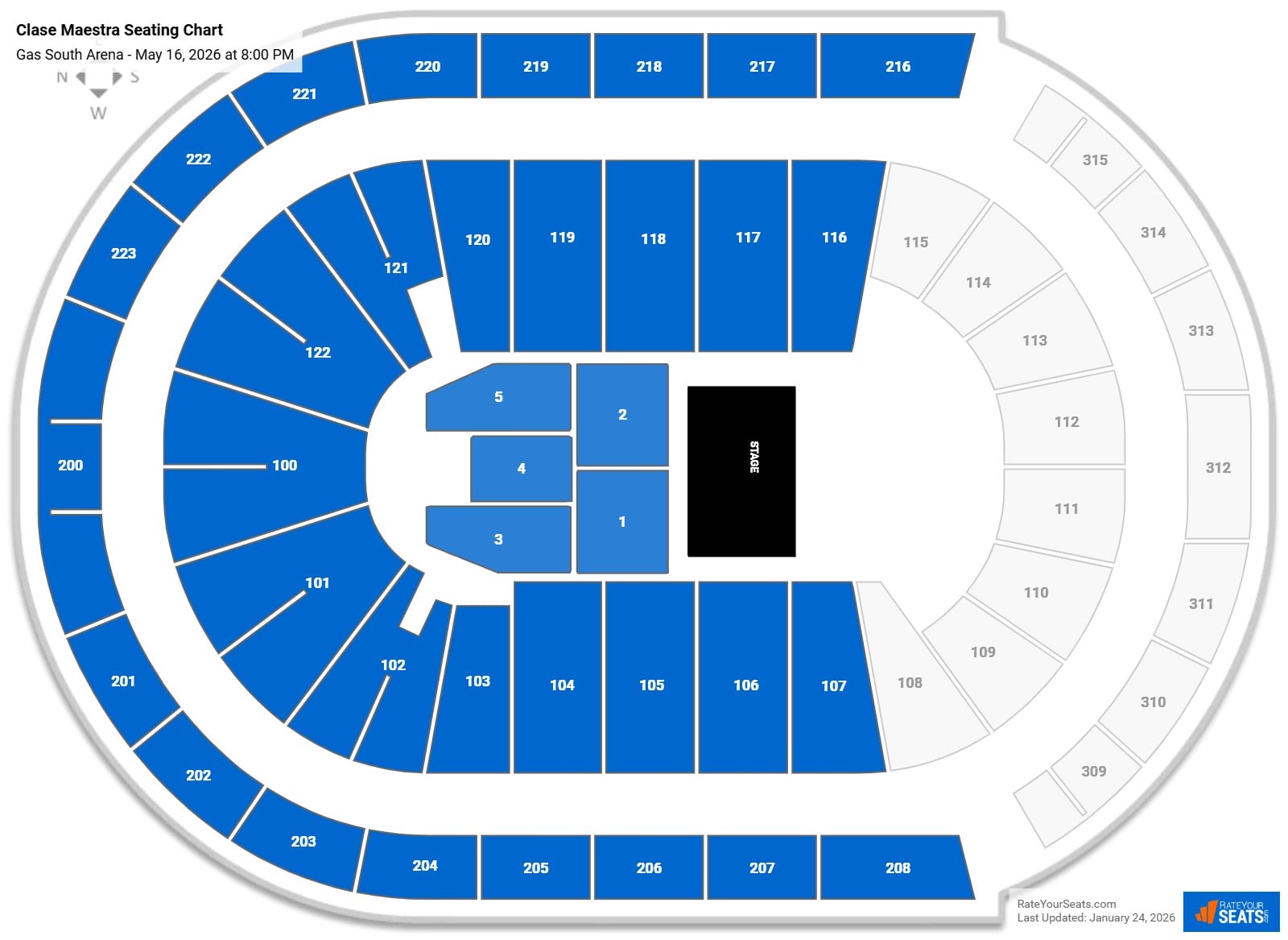 Clase Maestra seating chart Gas South Arena