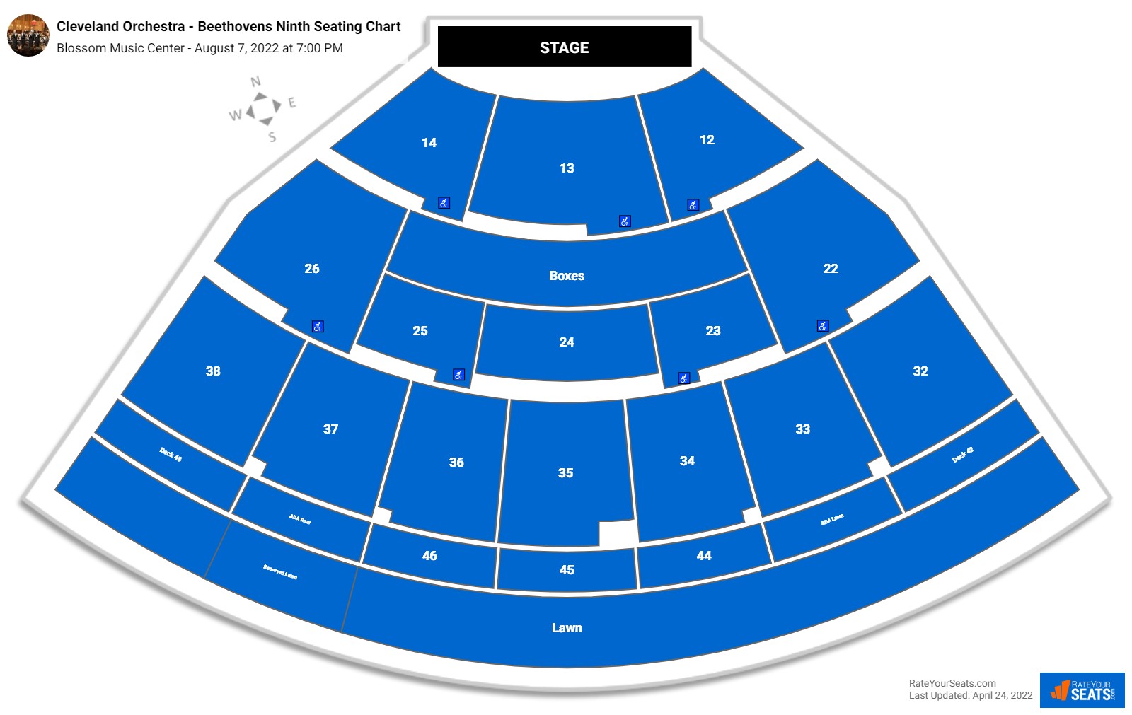Cleveland Orchestra - Beethovens Ninth seating chart Blossom Music Center