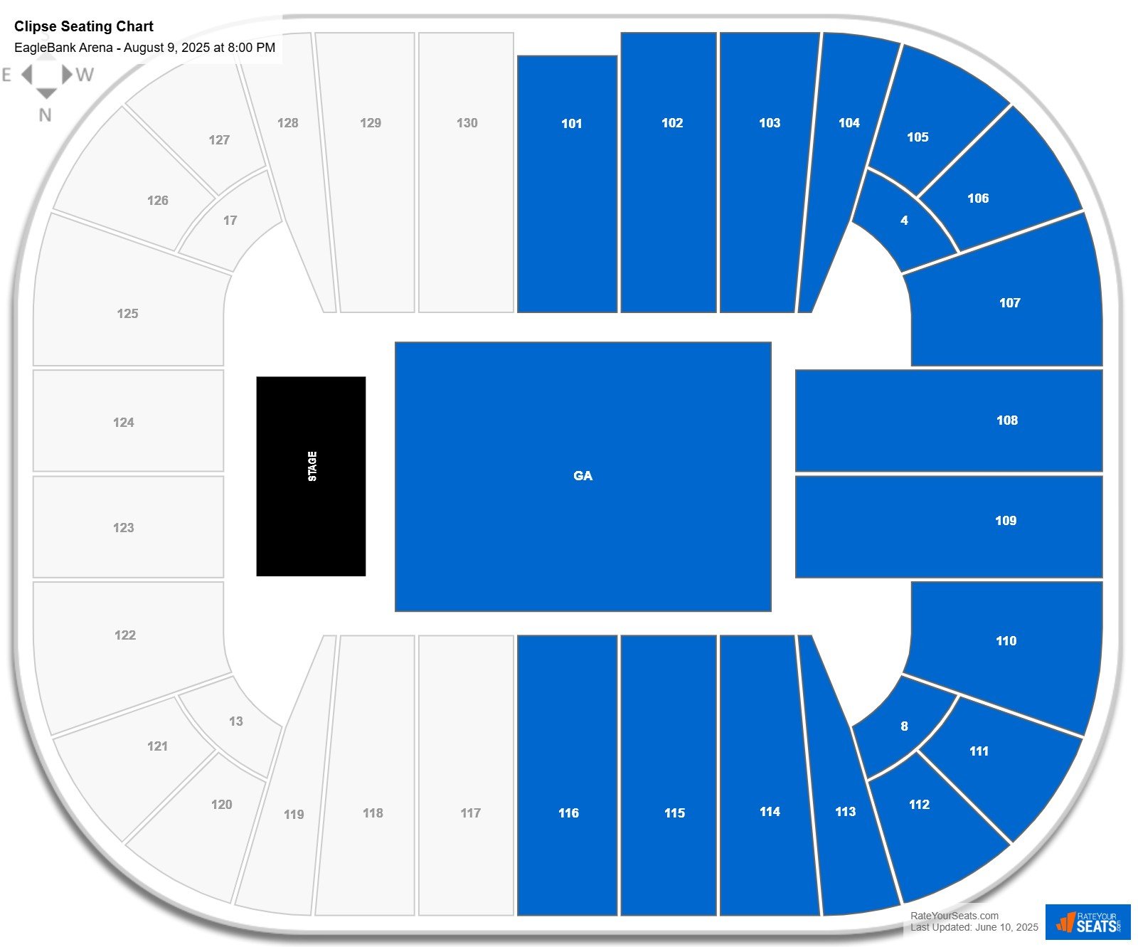 Clipse seating chart EagleBank Arena