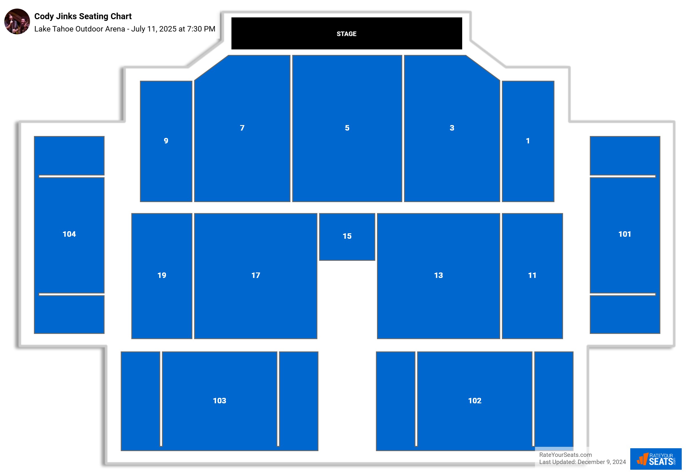 Cody Jinks seating chart Lake Tahoe Outdoor Arena