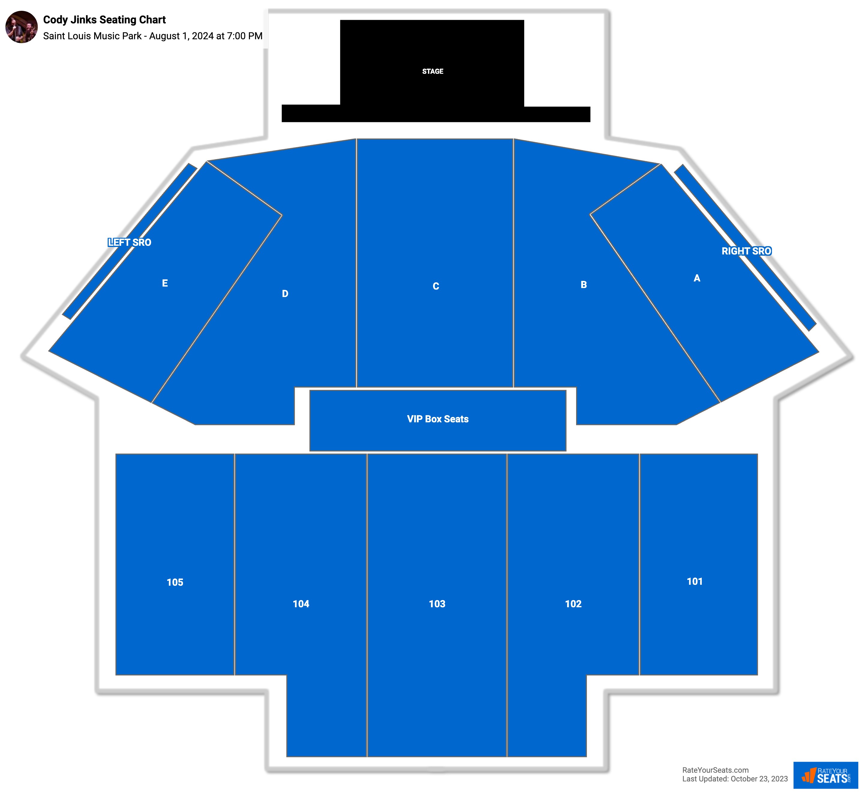 Cody Jinks seating chart Saint Louis Music Park