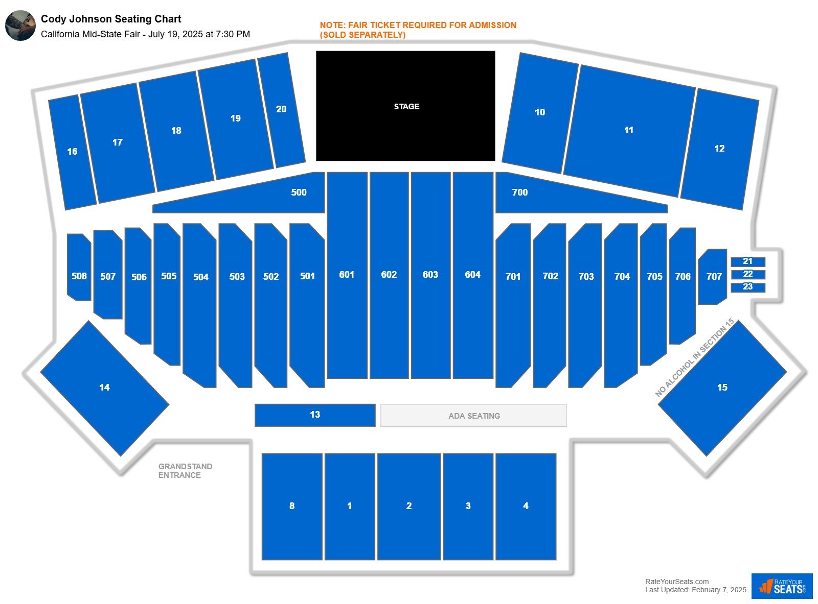 Cody Johnson seating chart California Mid-State Fair