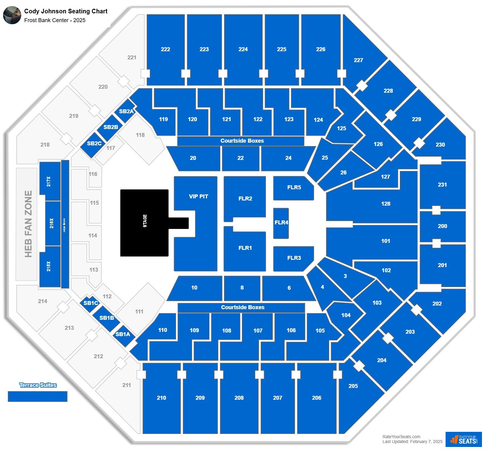 Cody Johnson seating chart Frost Bank Center