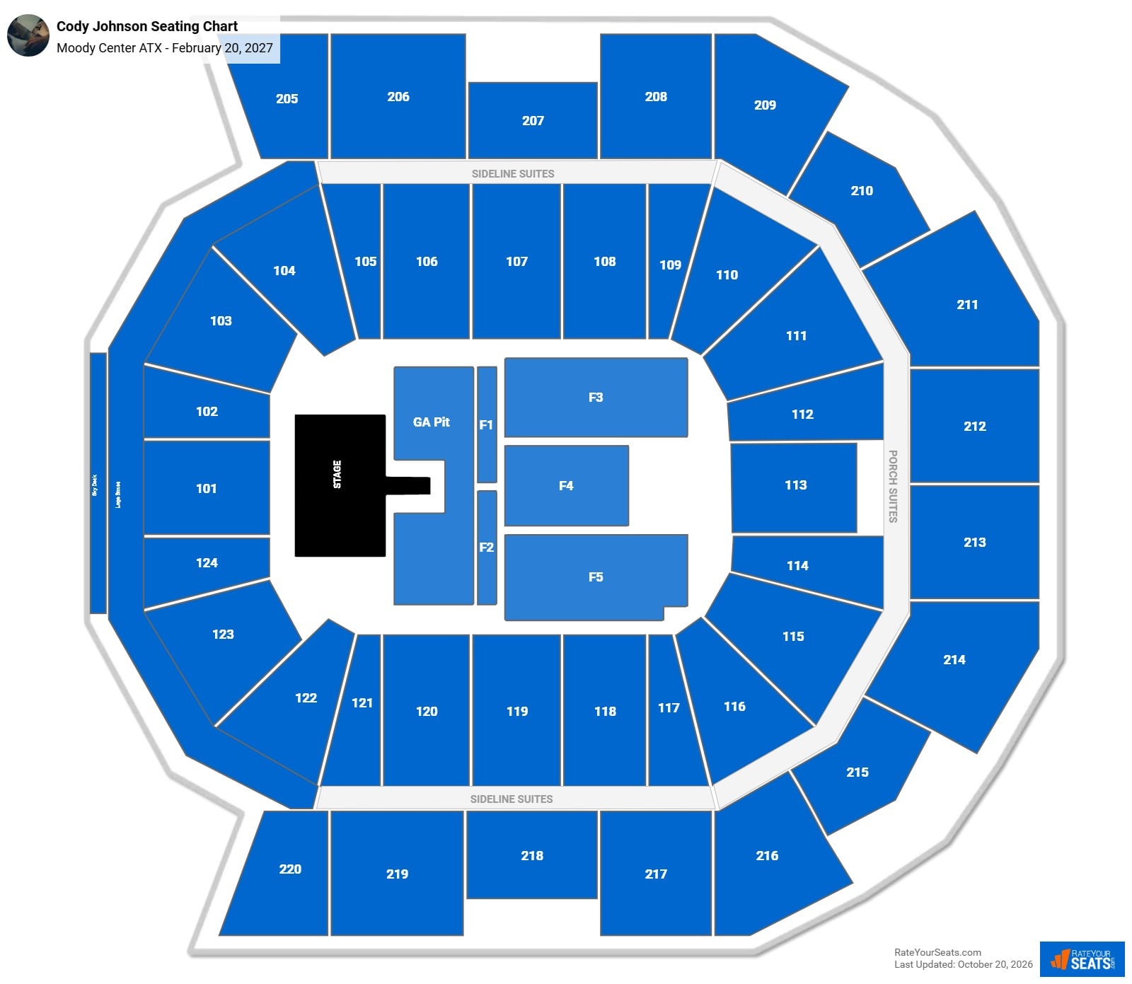 Cody Johnson Seating Chart at Moody Center ATX
