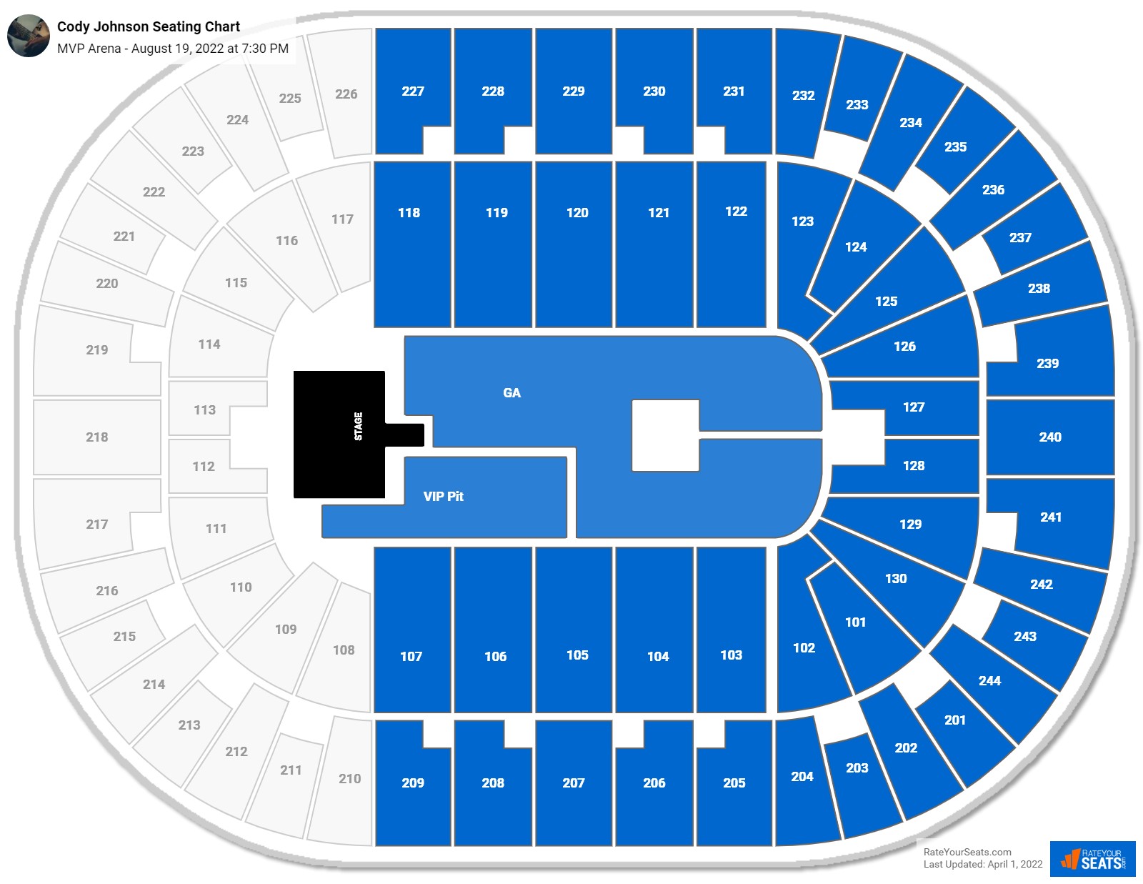 Cody Johnson seating chart MVP Arena