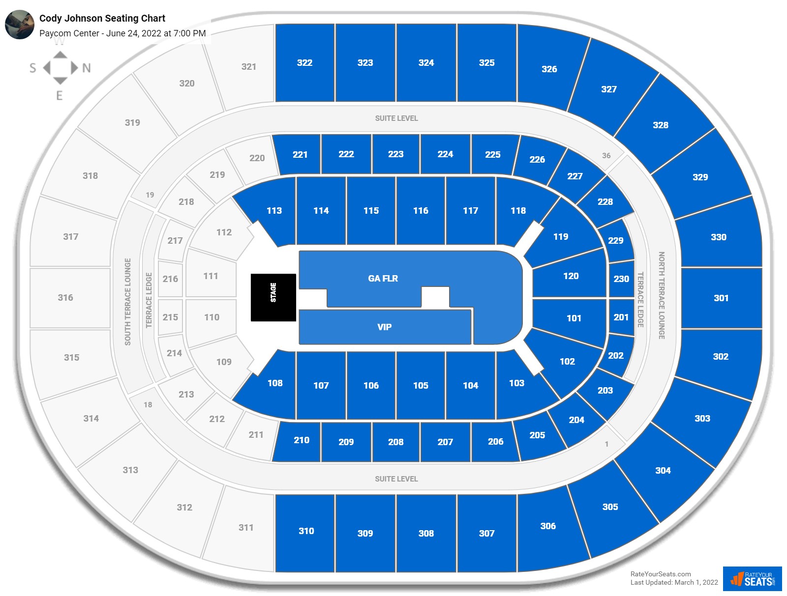 Cody Johnson seating chart Paycom Center