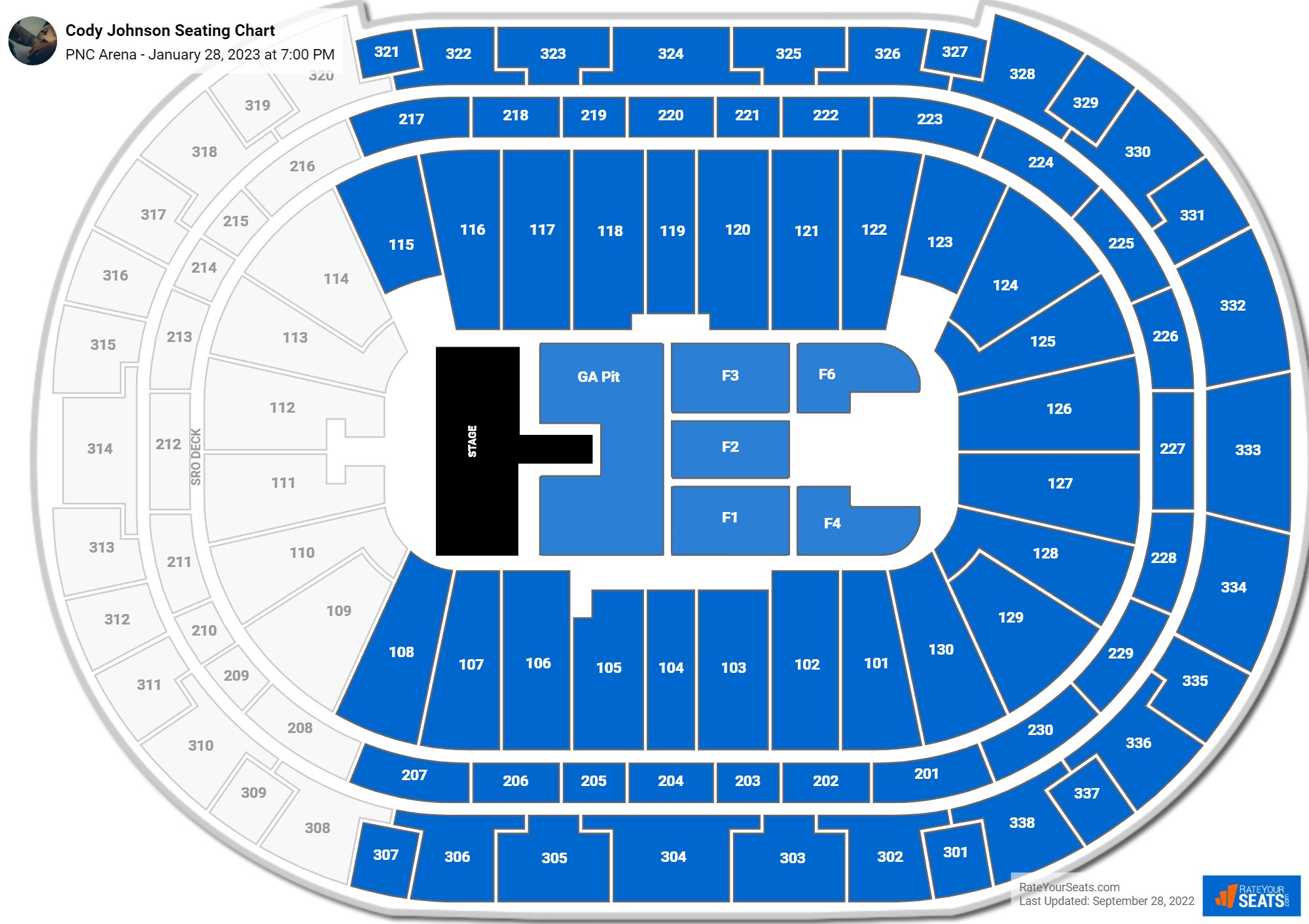Cody Johnson seating chart PNC Arena