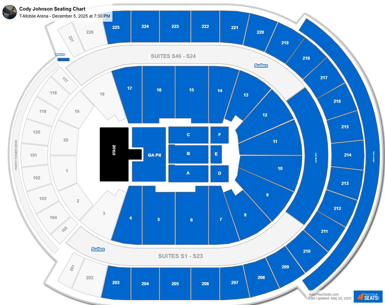 Cody Johnson seating chart T-Mobile Arena