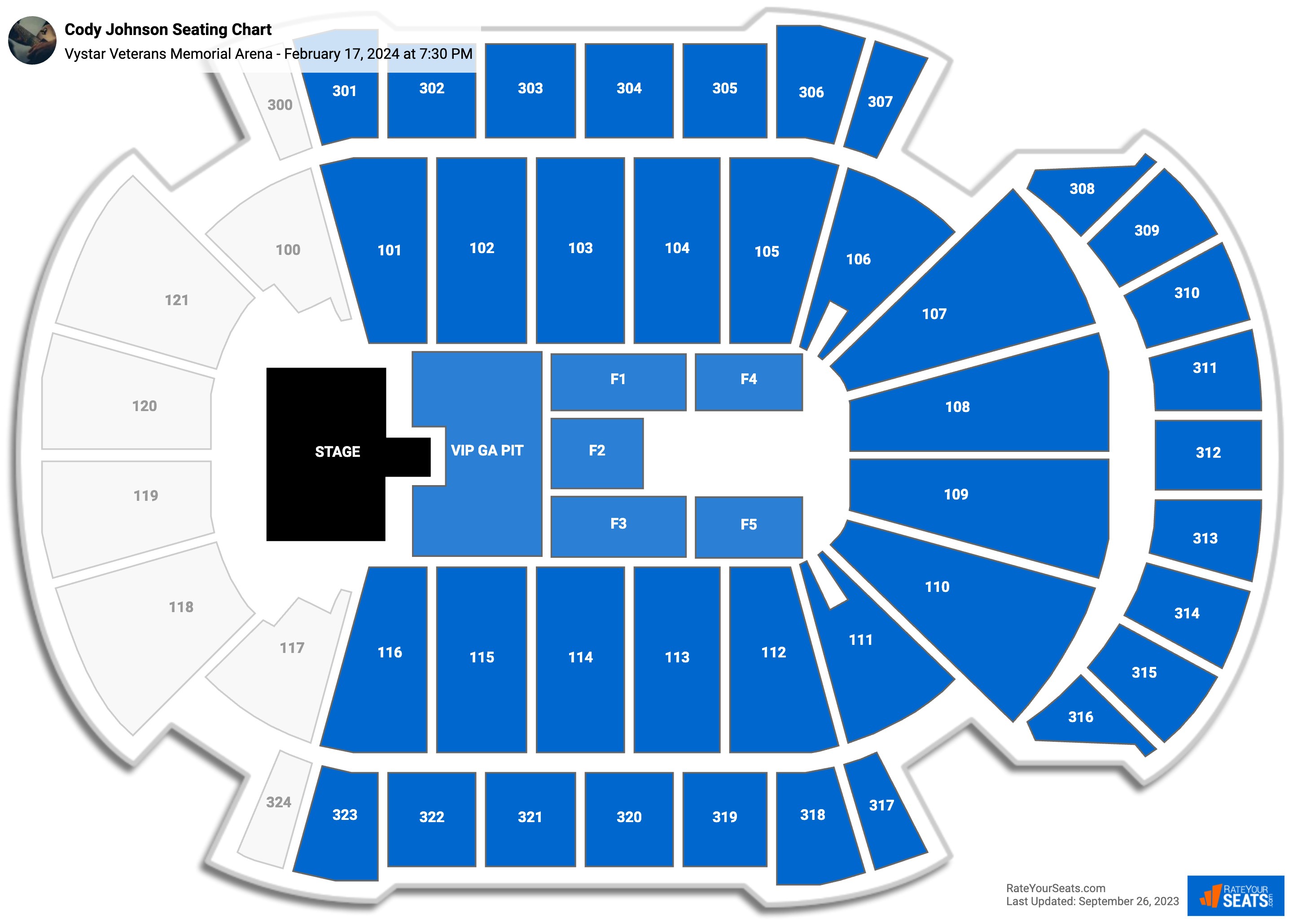 Cody Johnson seating chart Vystar Veterans Memorial Arena