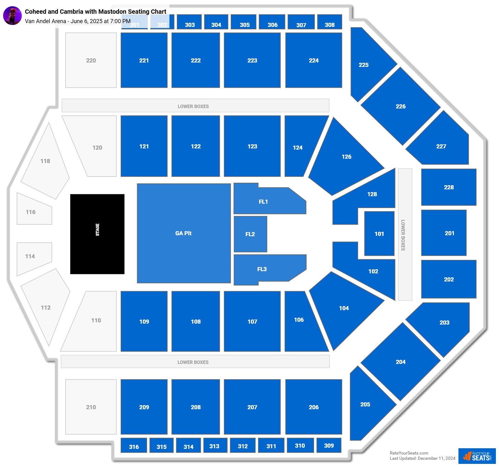 Coheed and Cambria with Mastodon seating chart Van Andel Arena