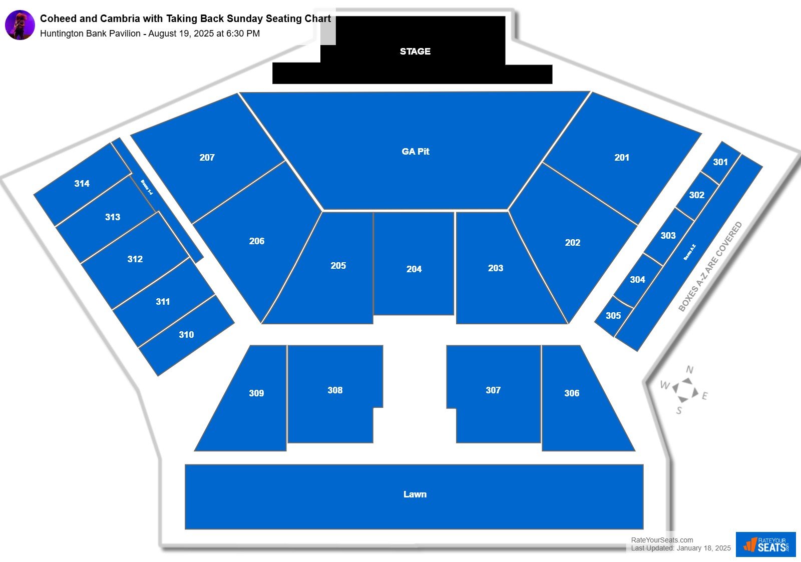 Coheed and Cambria with Taking Back Sunday seating chart Huntington Bank Pavilion (at Northerly Island)