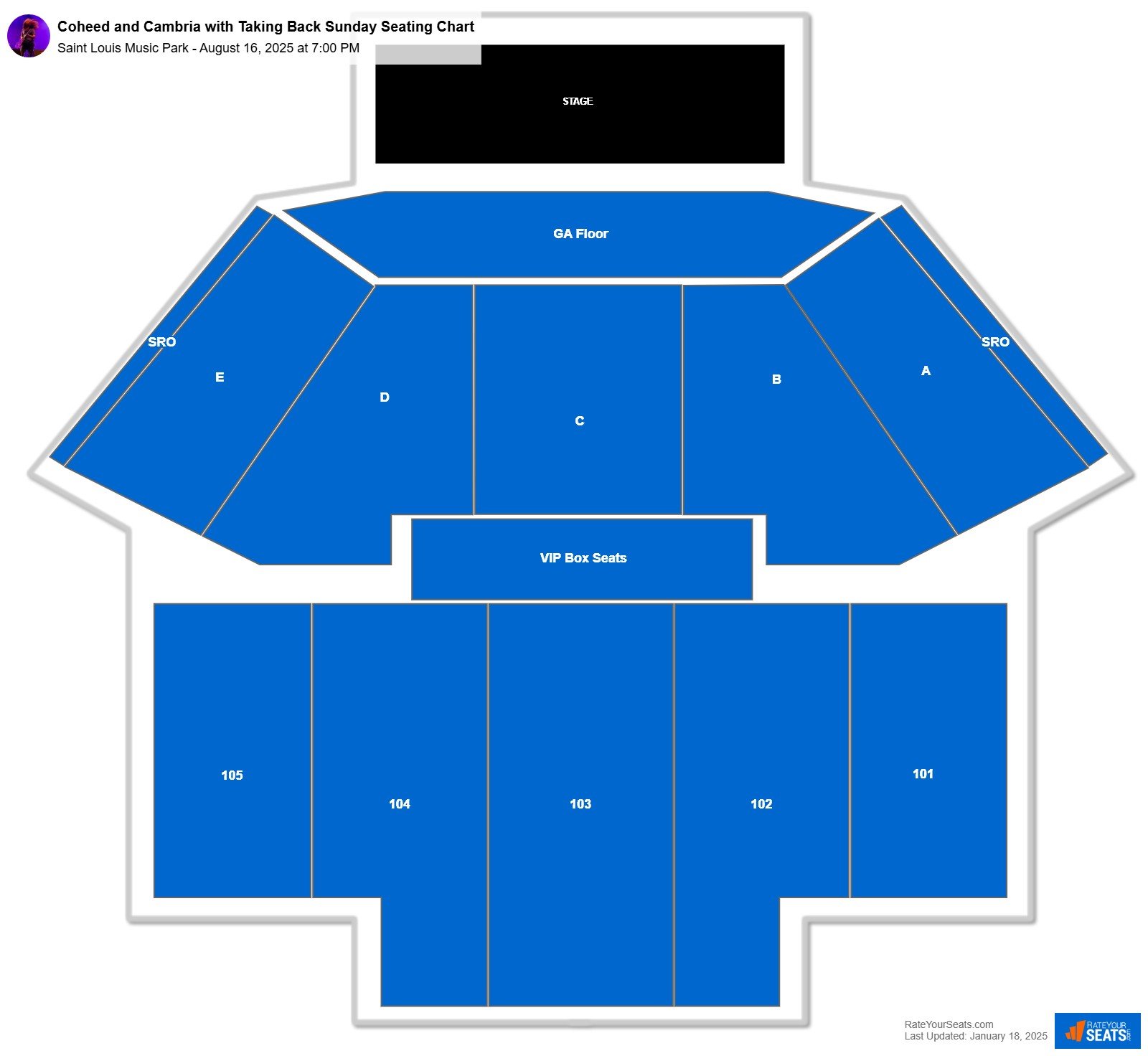 Coheed and Cambria with Taking Back Sunday seating chart Saint Louis Music Park