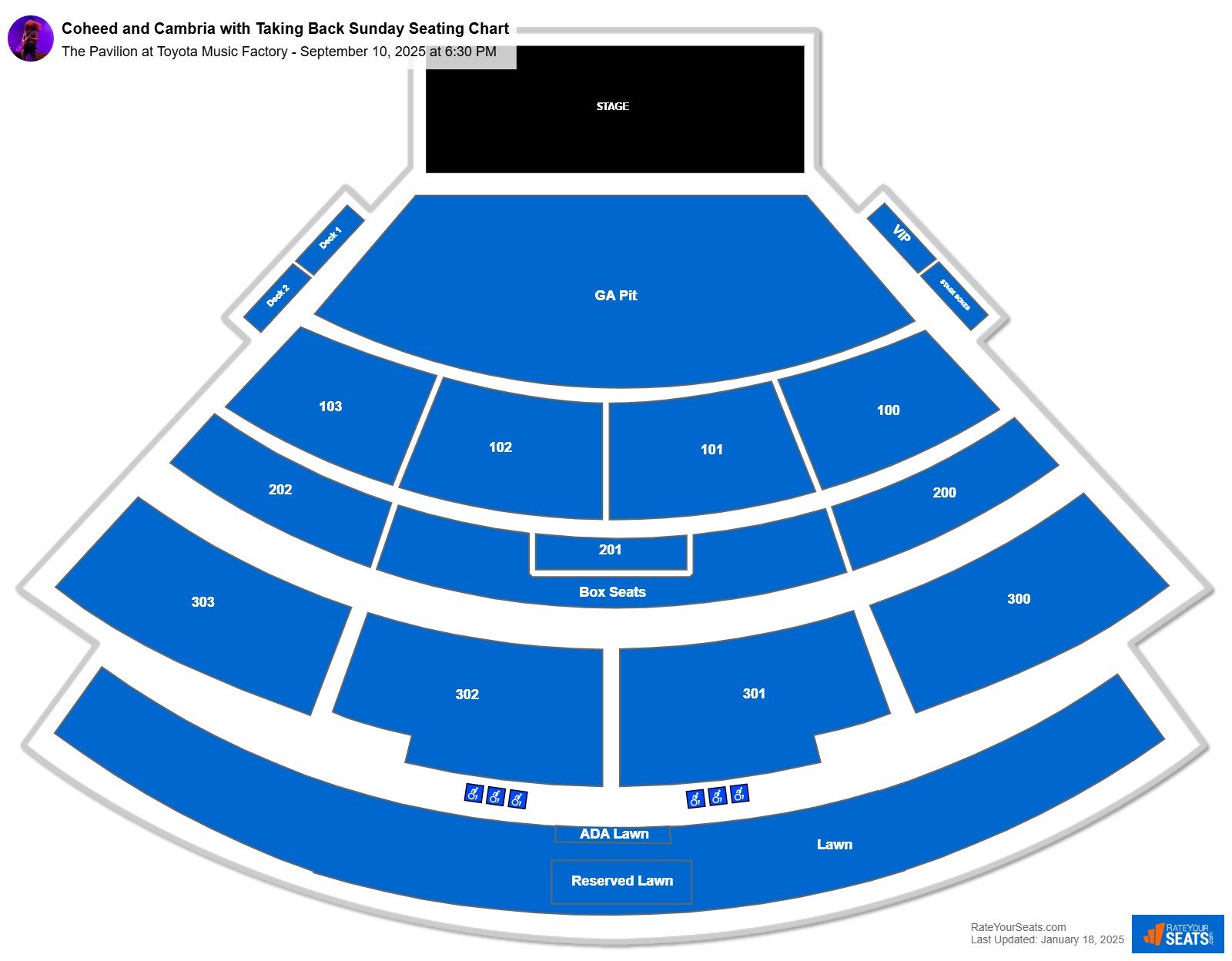 Coheed and Cambria with Taking Back Sunday seating chart The Pavilion at Toyota Music Factory